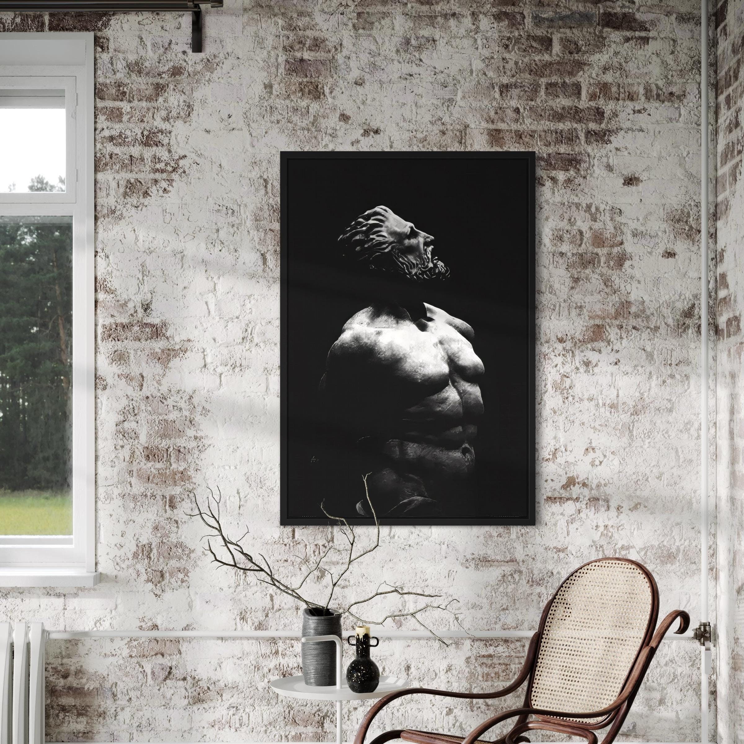 Prometheus Classical Sculpture | Ancient Greek Mythology Canvas Art | Poster Print