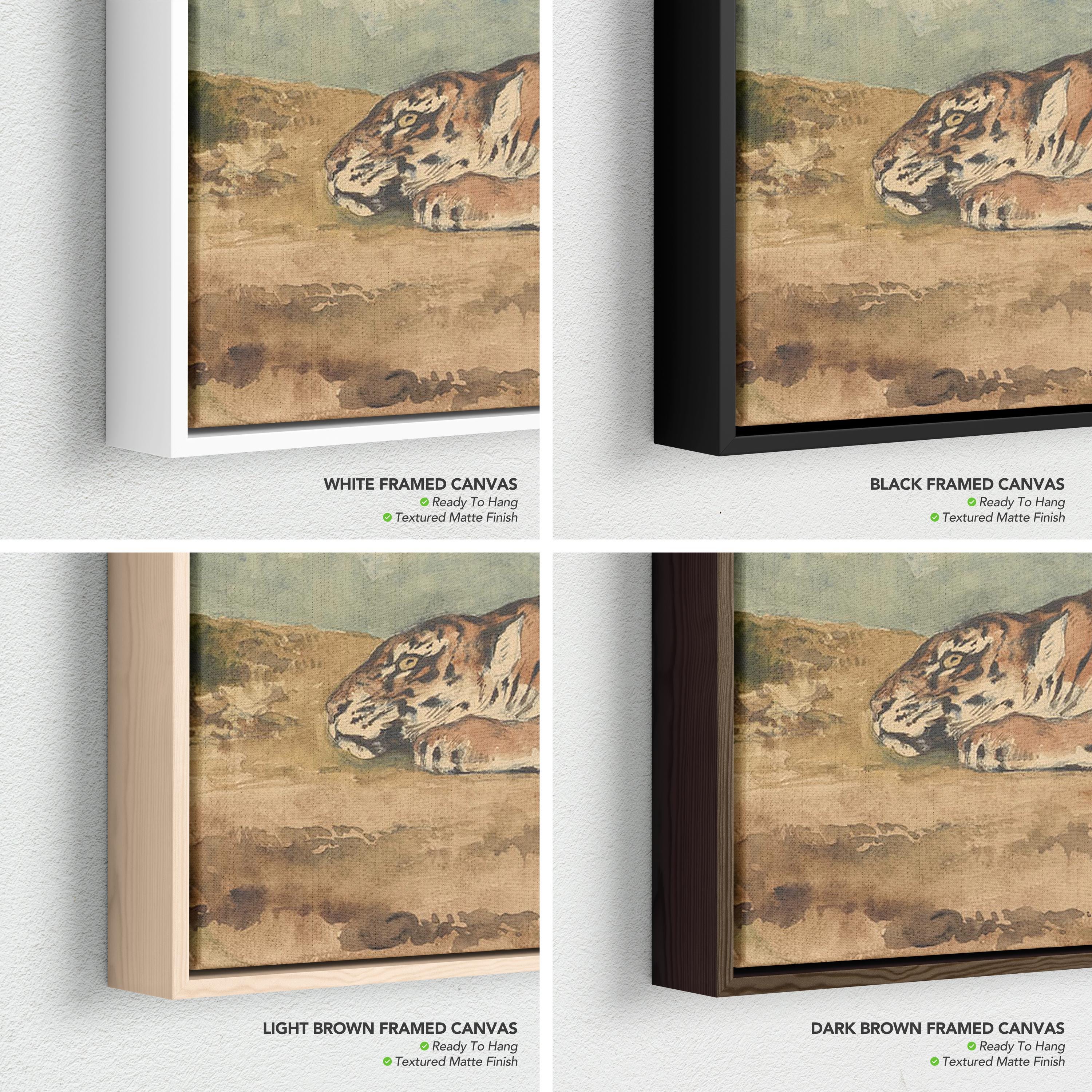 Royal Tiger by Eugene Delacroix | Vintage Animal Wildlife Canvas Art | Poster Print