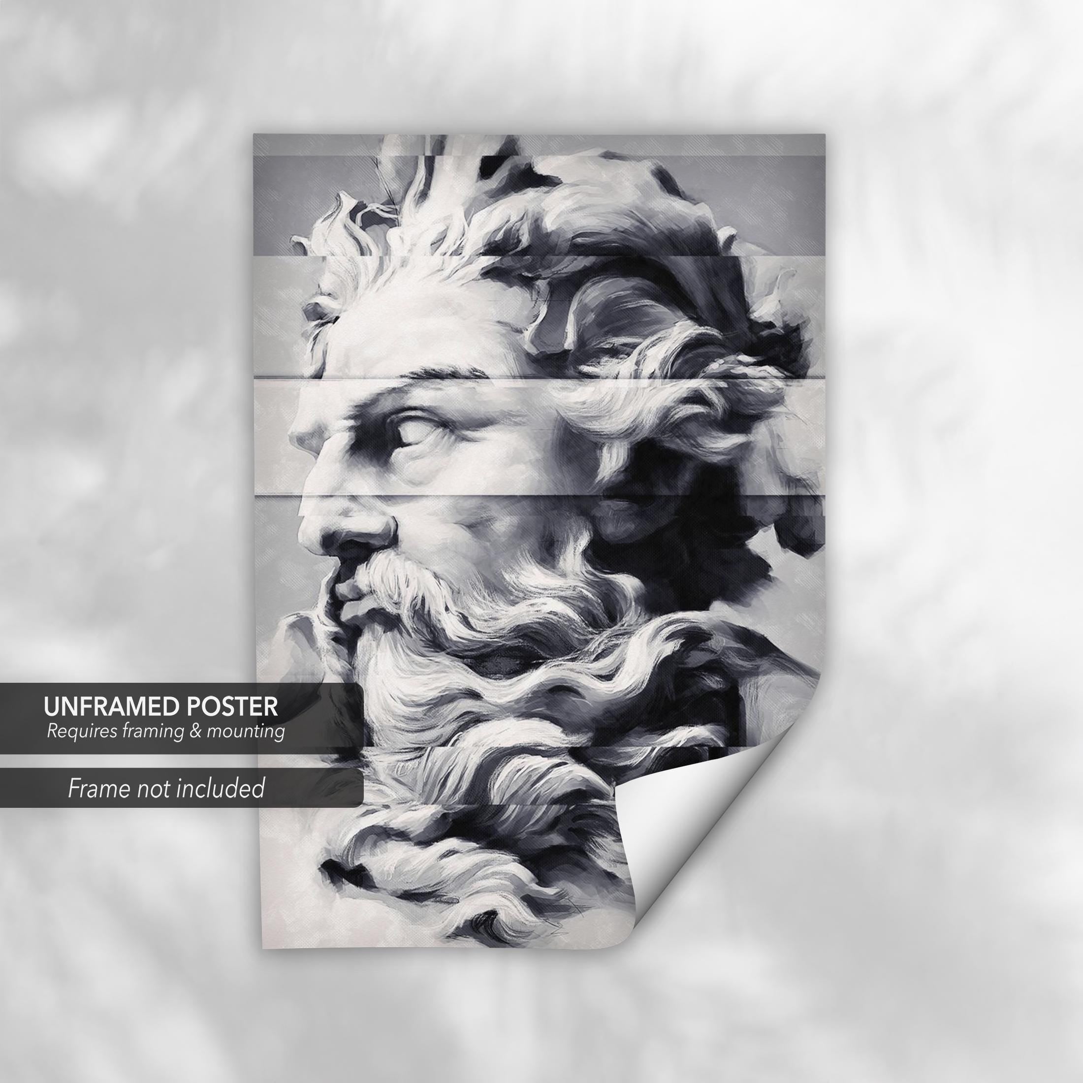 Modern Neptune Sculpture Portrait Canvas Art | Poster Print