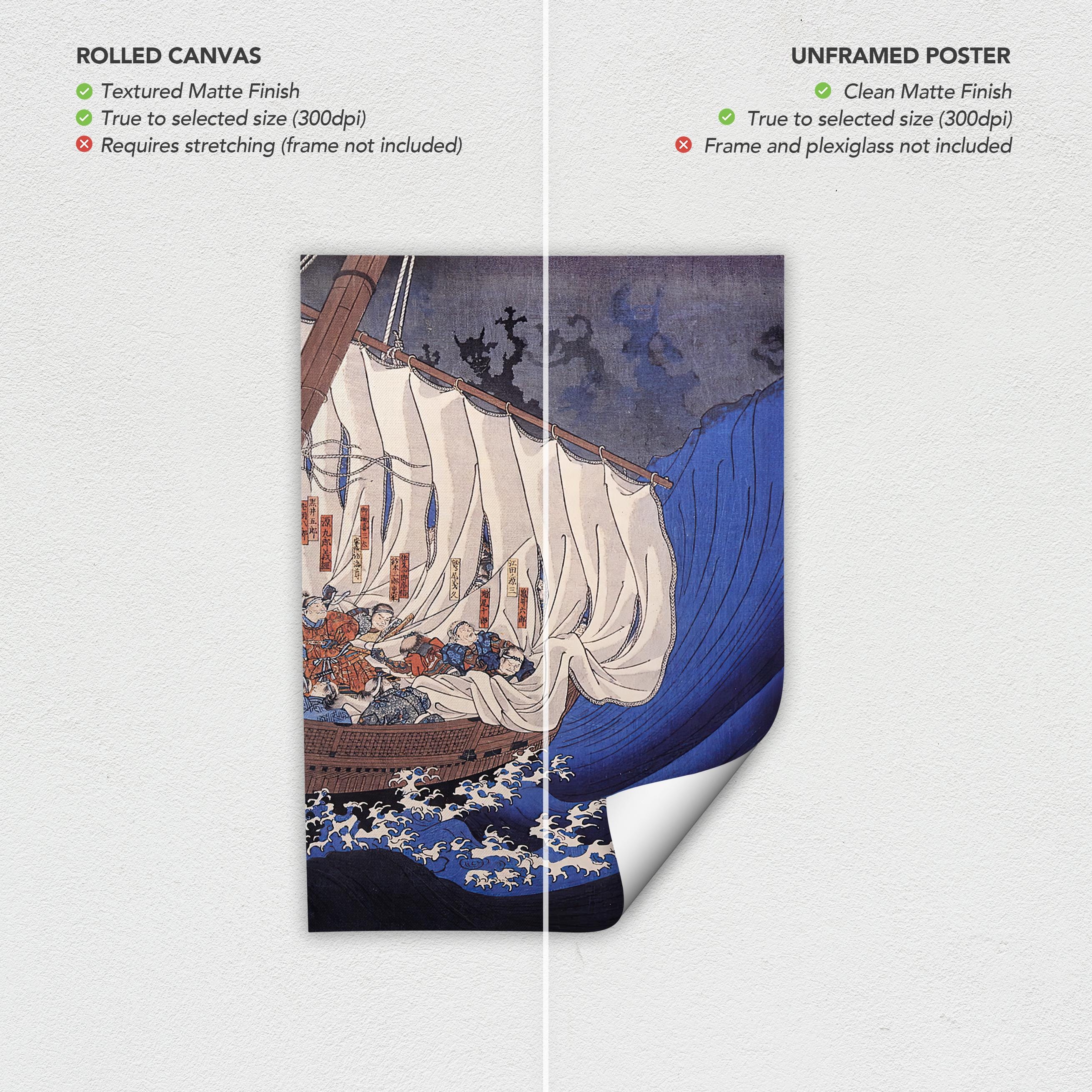 Ghosts of the Taira Set of 3 Utagawa Kuniyoshi Japanese Poster Prints | Canvas Wall Art