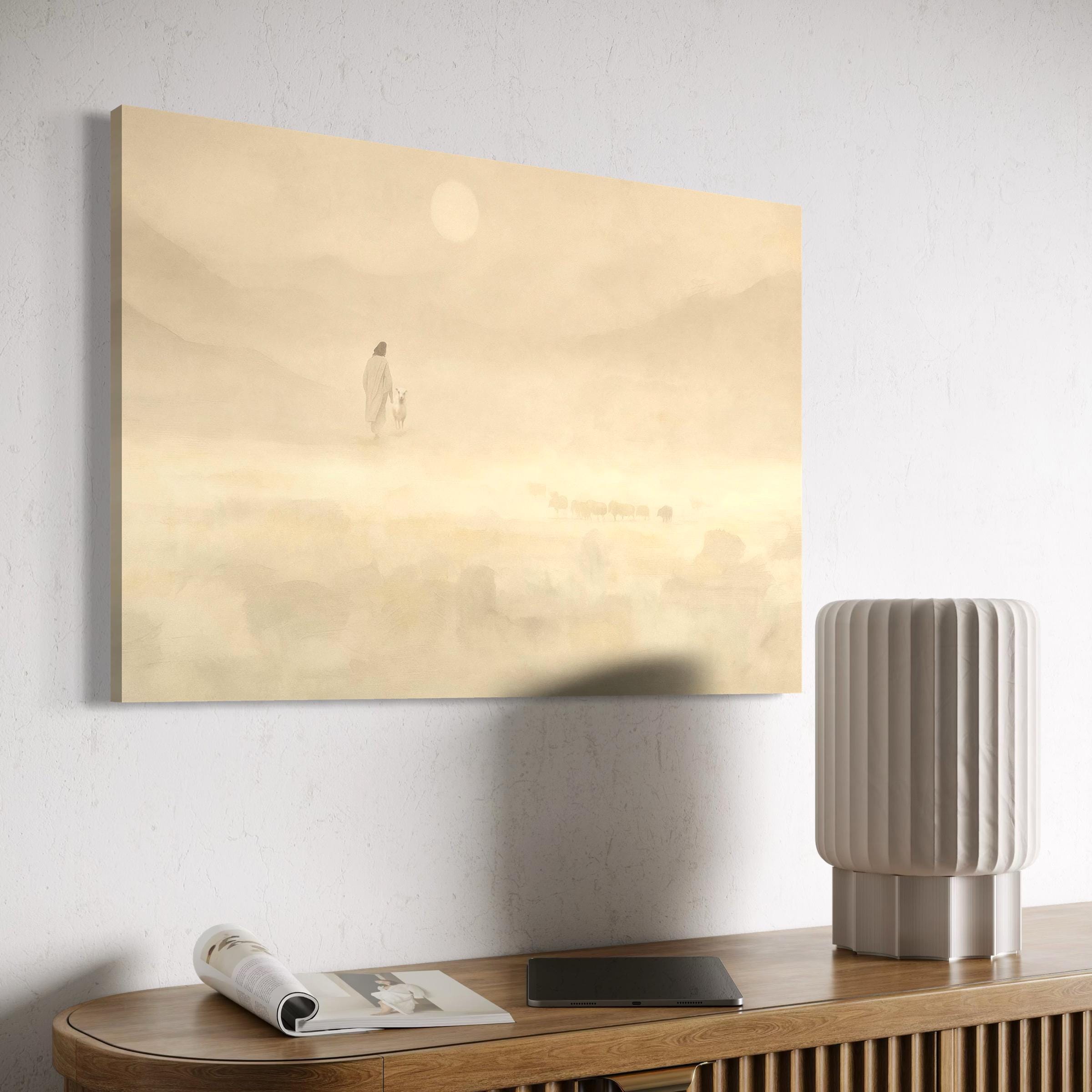 The Lost Sheep Wall Art Canvas | Poster Print | Minimalist Christian Jesus Parable Art