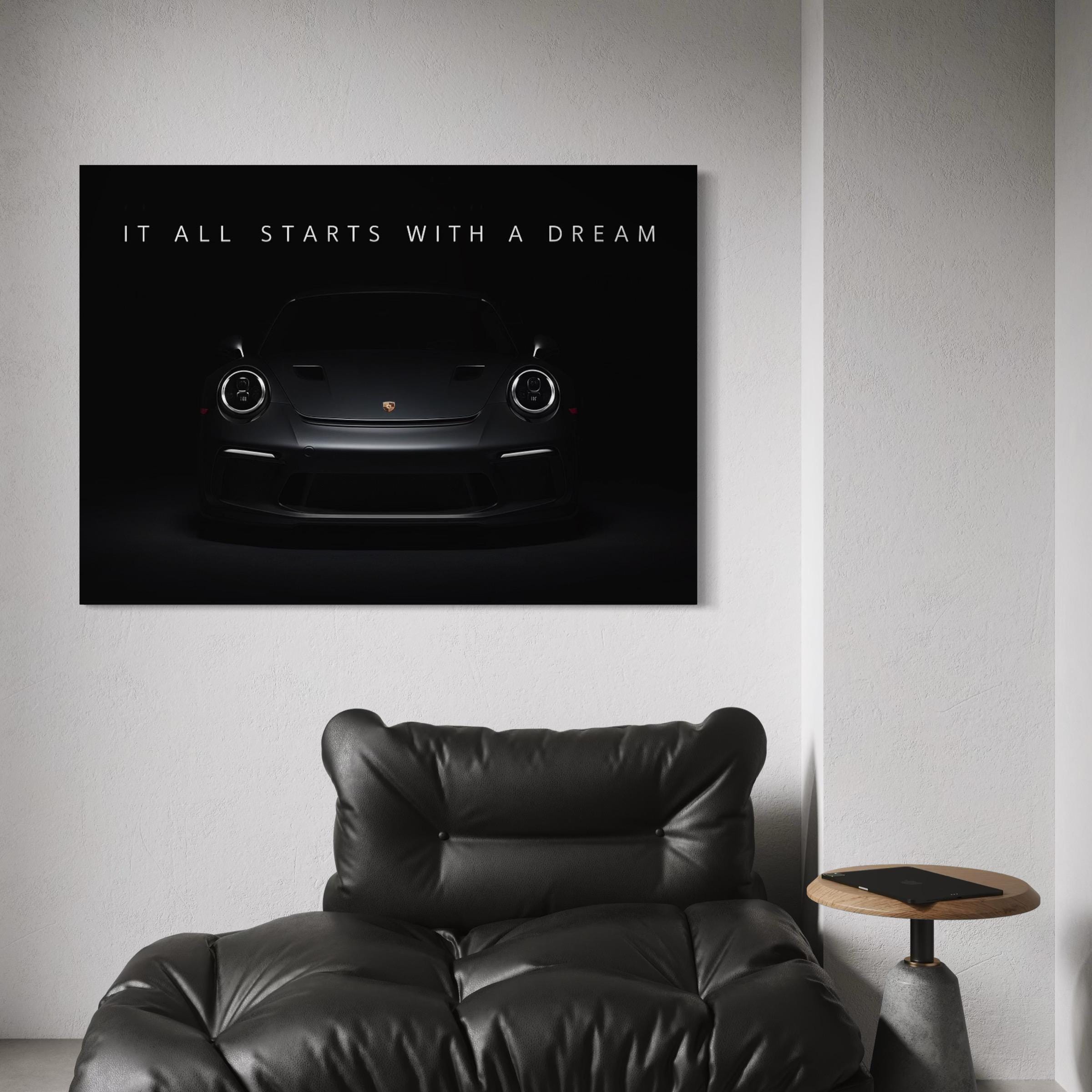 Porsche 911 Dream Quote Motivational Canvas Art | Poster Print
