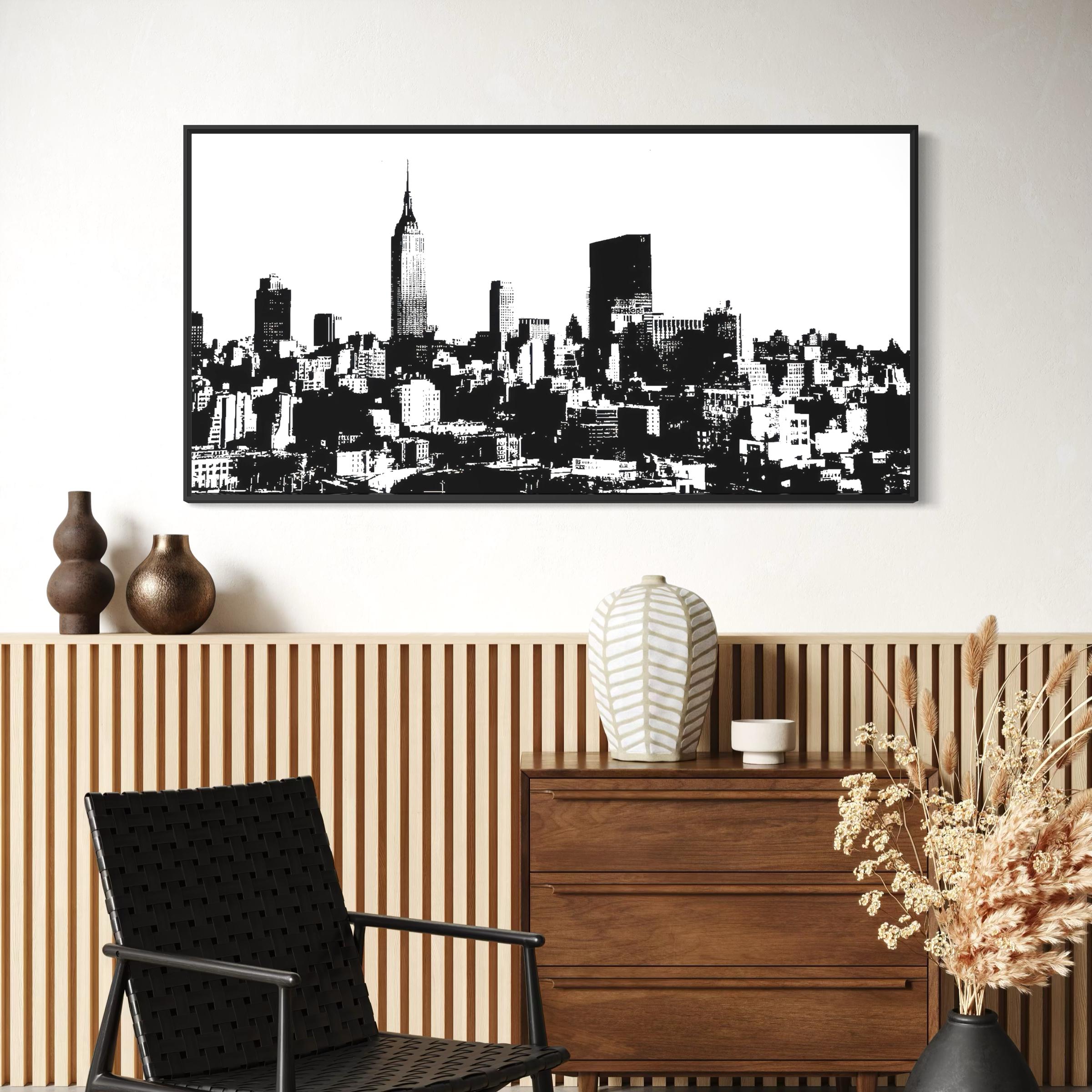New York Black & White NYC Skyline Cityscape | Empire State Building Canvas | Poster Print