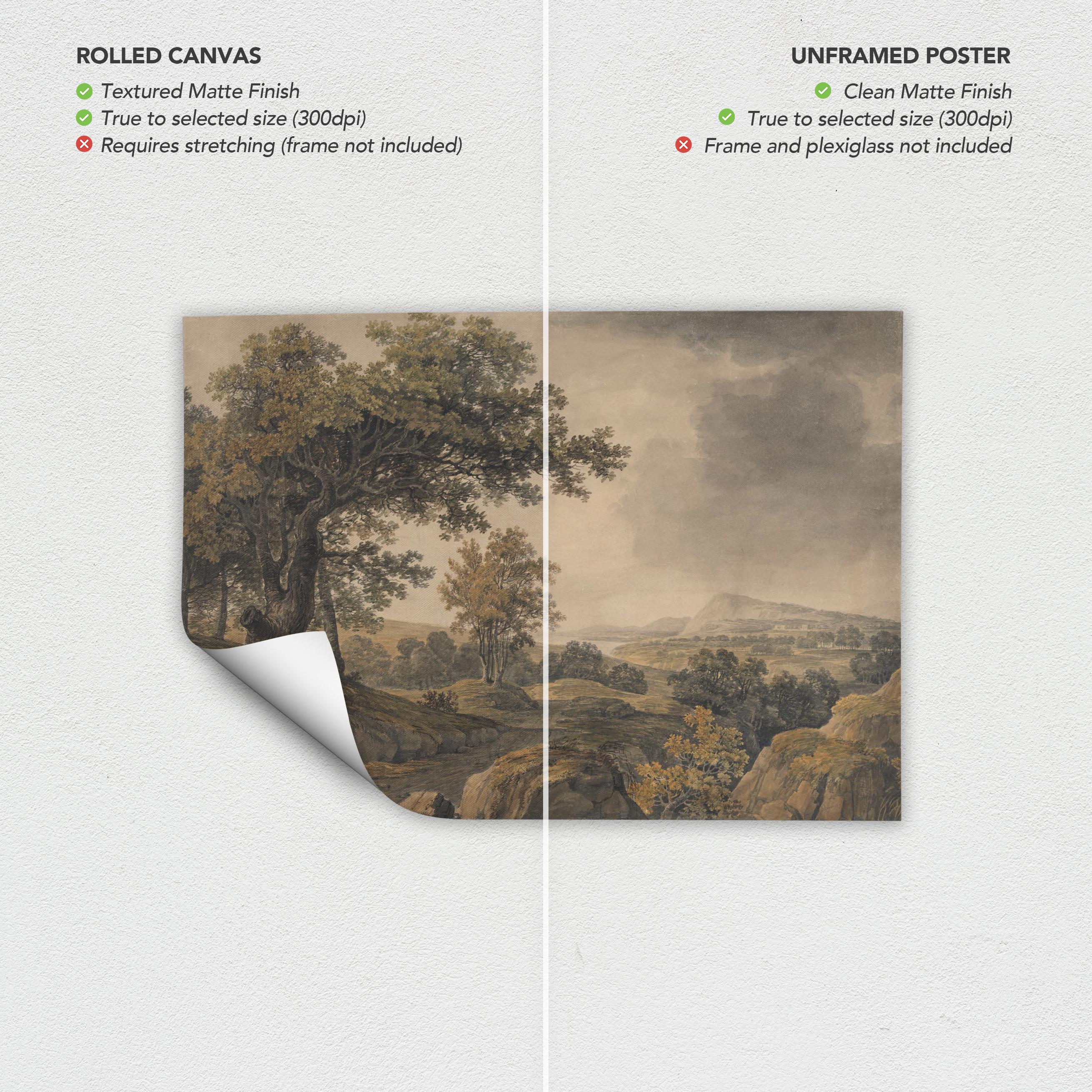 Pastoral Countryside Landscape Poster Print | Canvas Wall Art | Extensive Wooded Forest Trees