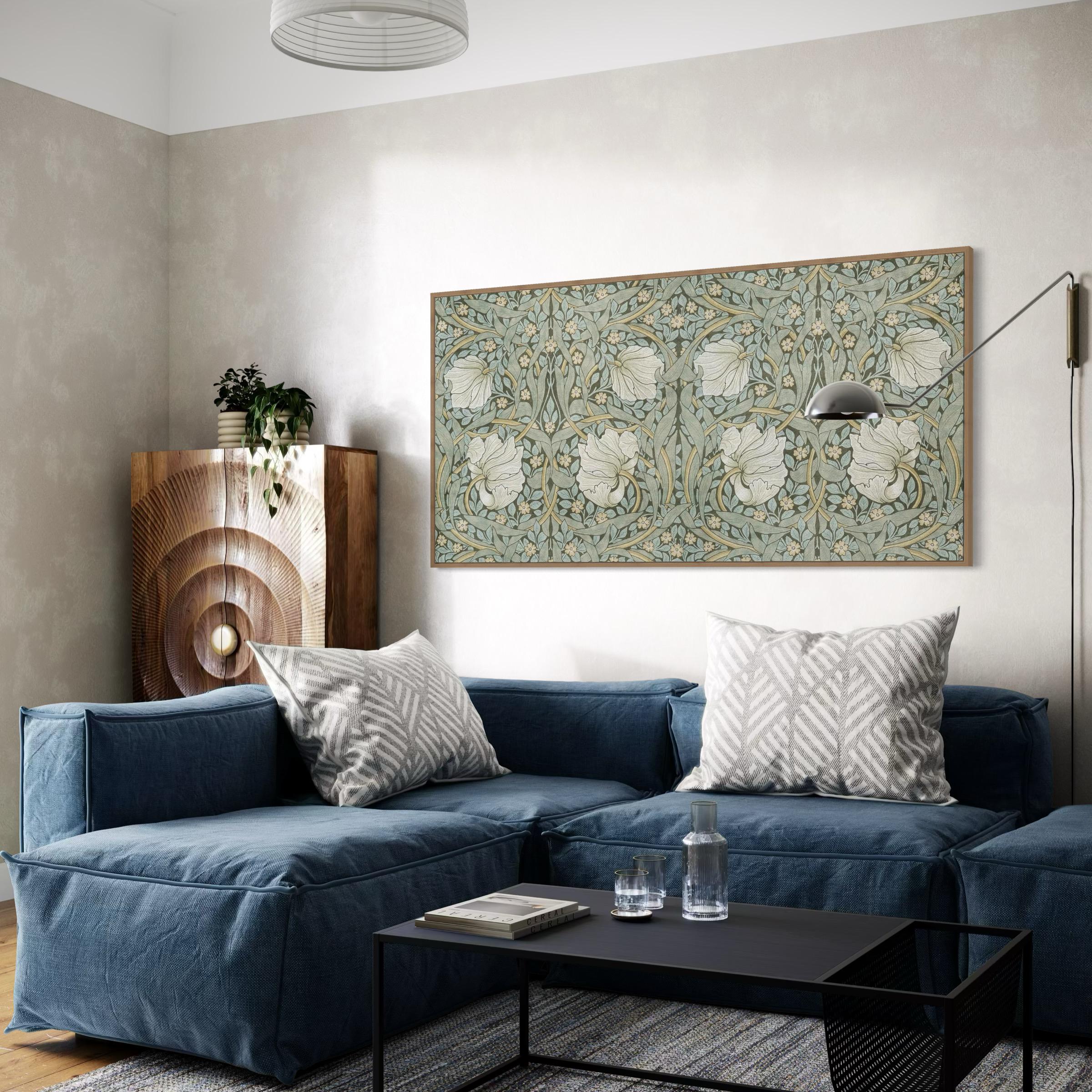 Framed Canvas | Poster Print Wall Art | Mid Century Modern | Sage Green Boho Art Nouveau