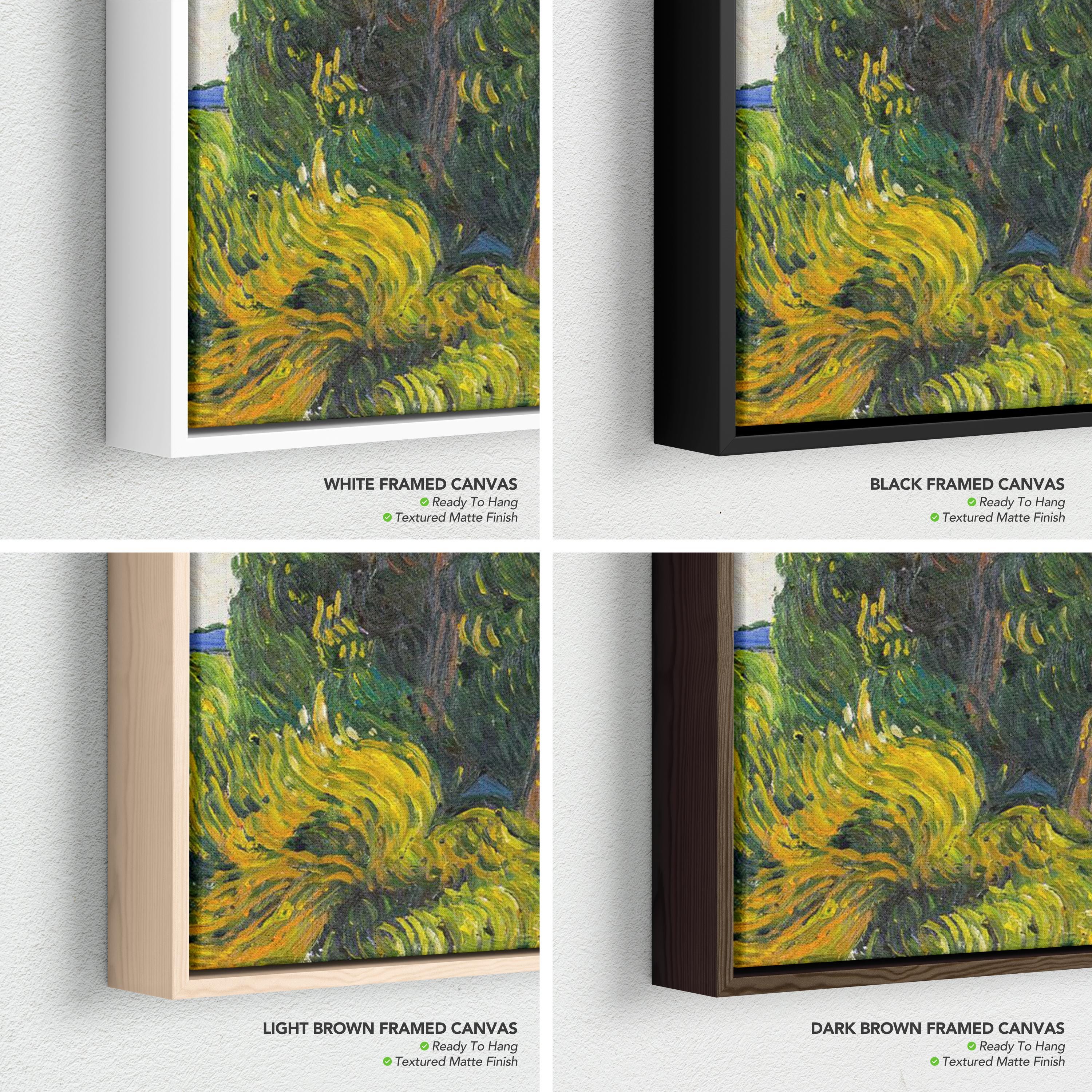 Vincent van Gogh Two Cypresses | Swirling Sky Landscape Canvas Art | Poster Print