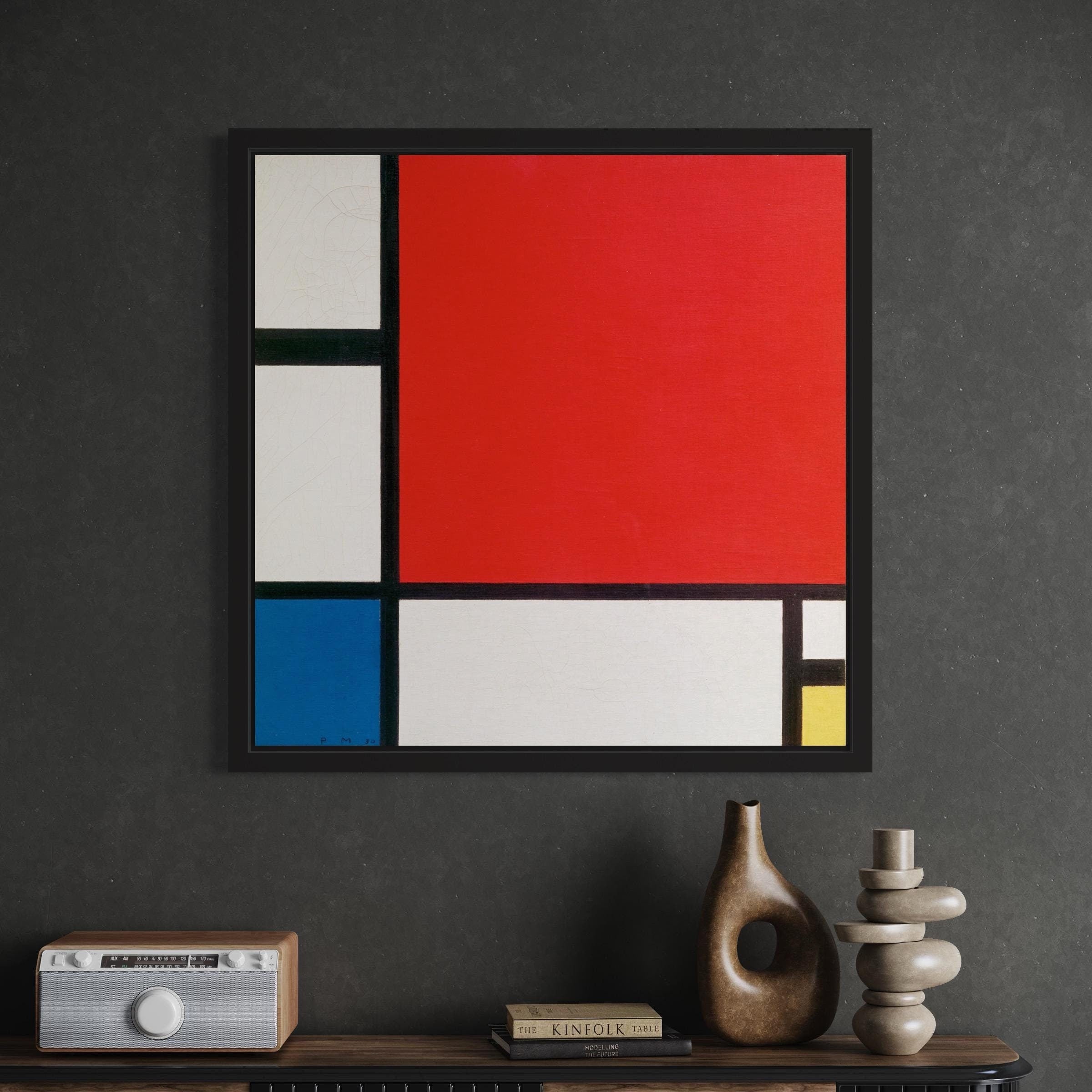 Piet Mondrian Red & Blue | Abstract Geometric Canvas Art | Poster Print