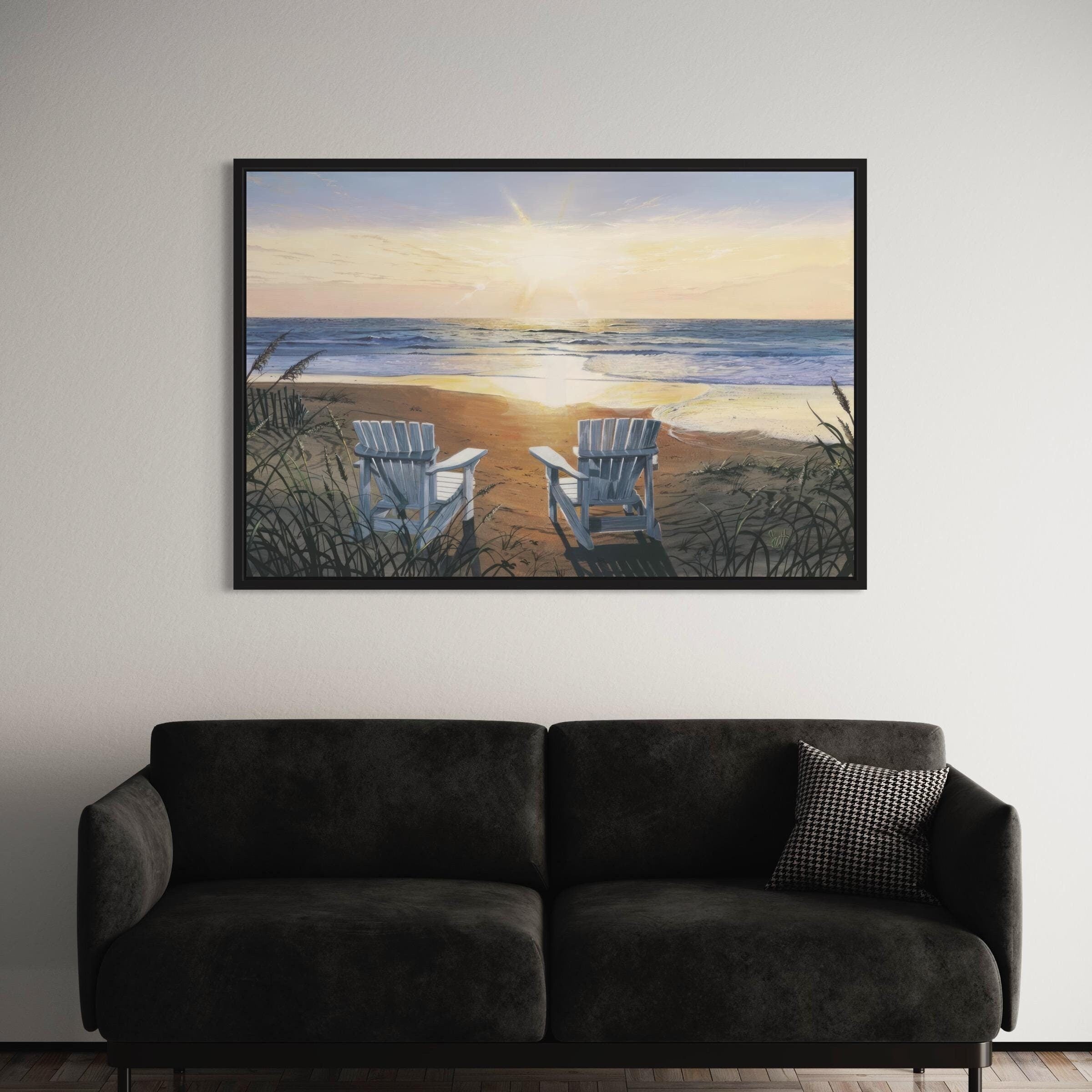 Coastal Sunset Beach Chairs "Days End Duo" by Scott Westmoreland Canvas Art | Poster Print