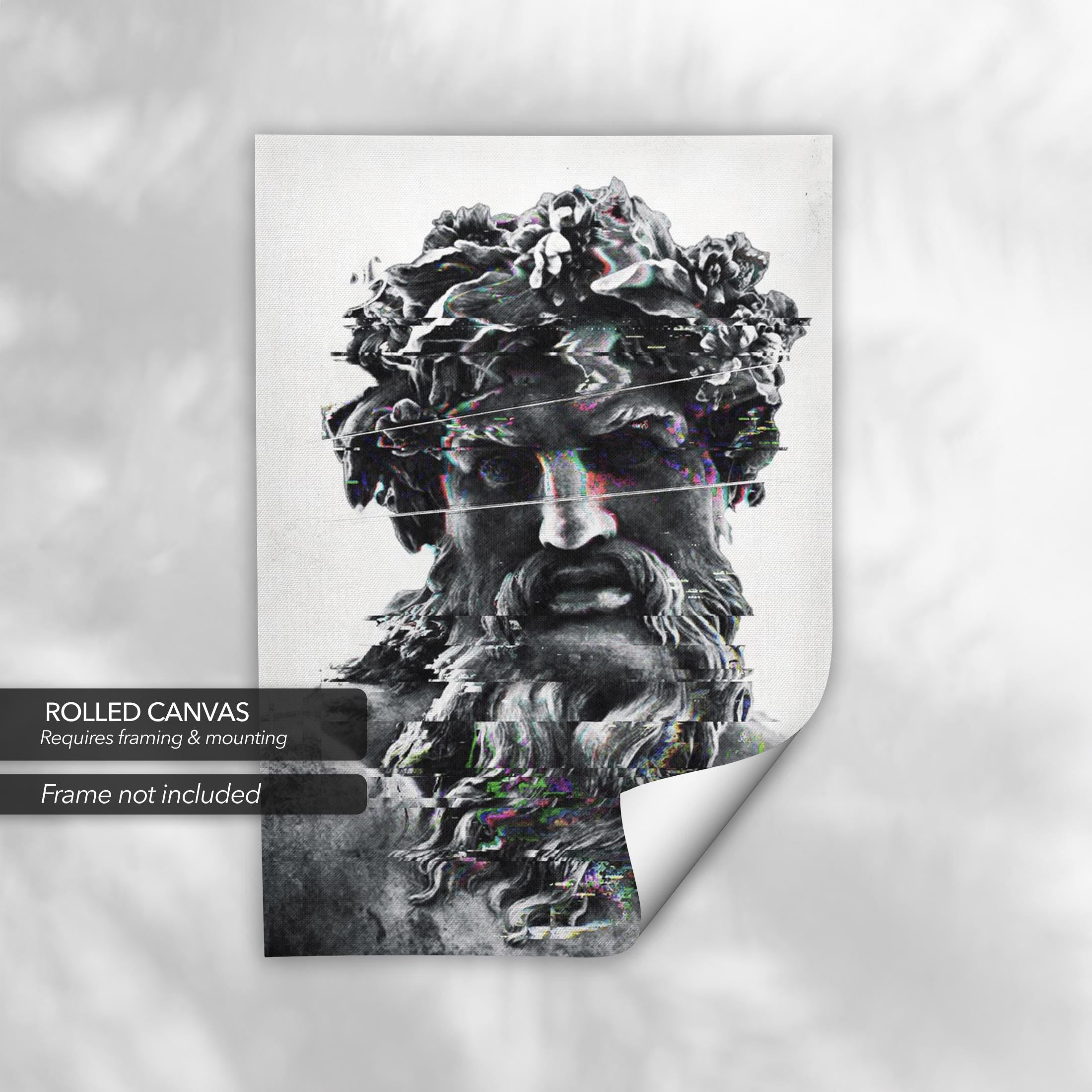 Modern Zeus Sculpture Portrait | Elegant Home Decor | Mythology Canvas Art | Poster Print