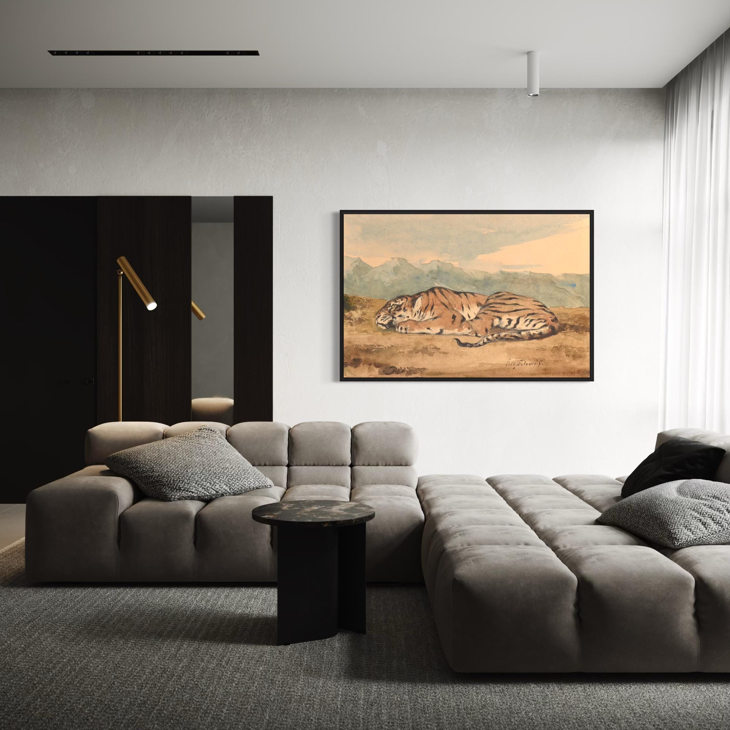 Royal Tiger by Eugene Delacroix | Vintage Animal Wildlife Canvas Art | Poster Print