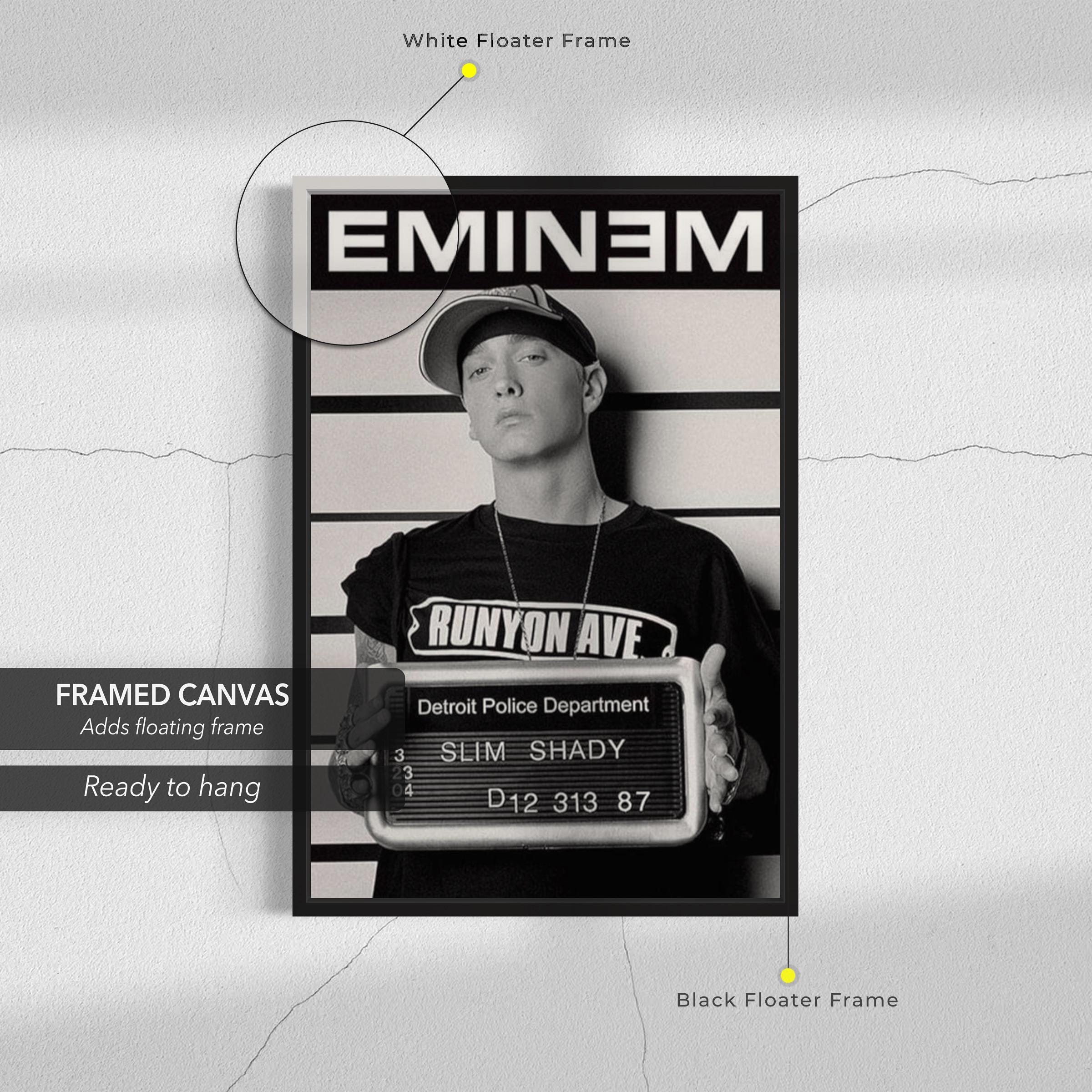 Eminem Mugshot | Slim Shady Detroit Police Black & White Canvas Art | Poster Print