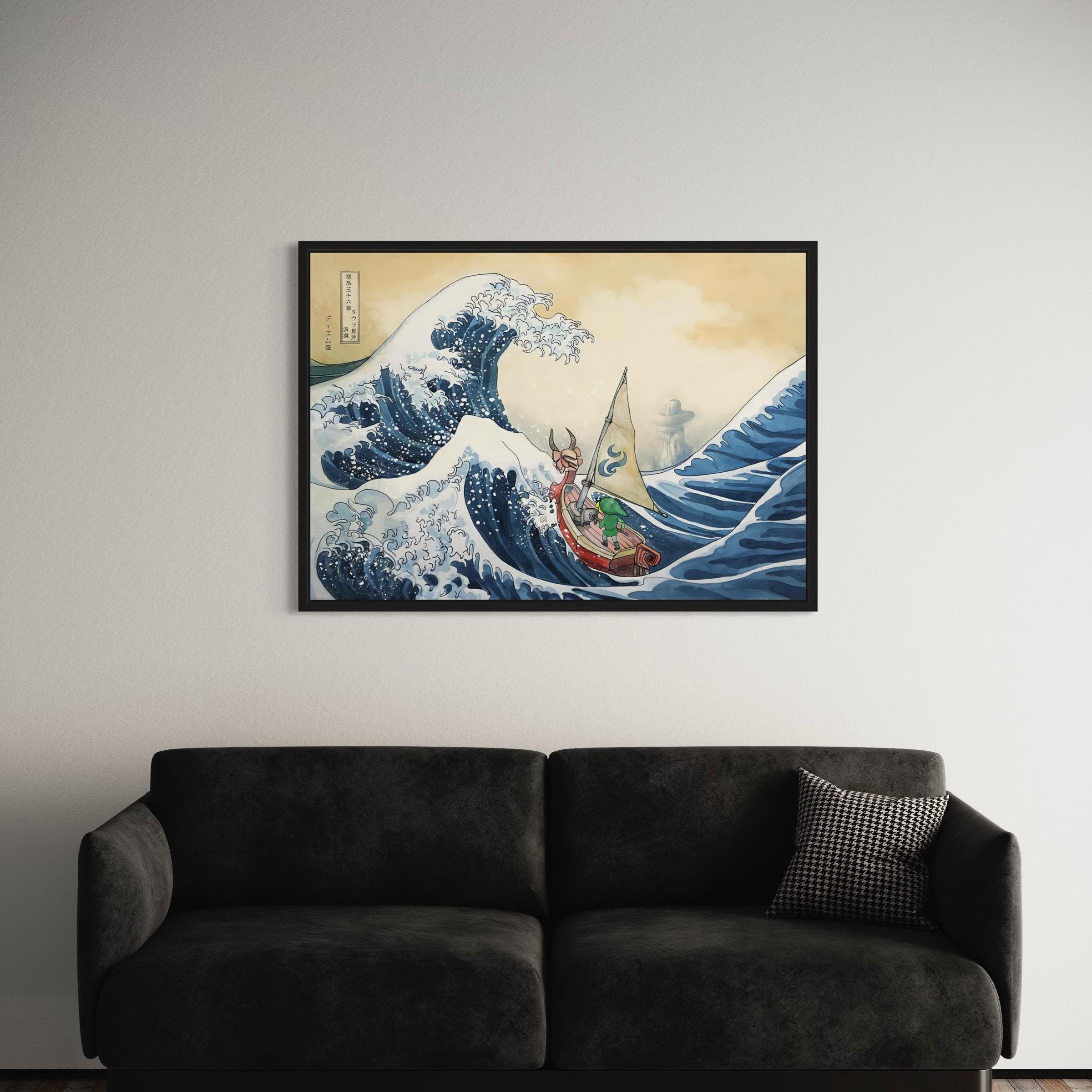 Legend of Zelda Windwaker Great Wave | Hokusai Inspired Canvas Art | Poster Print