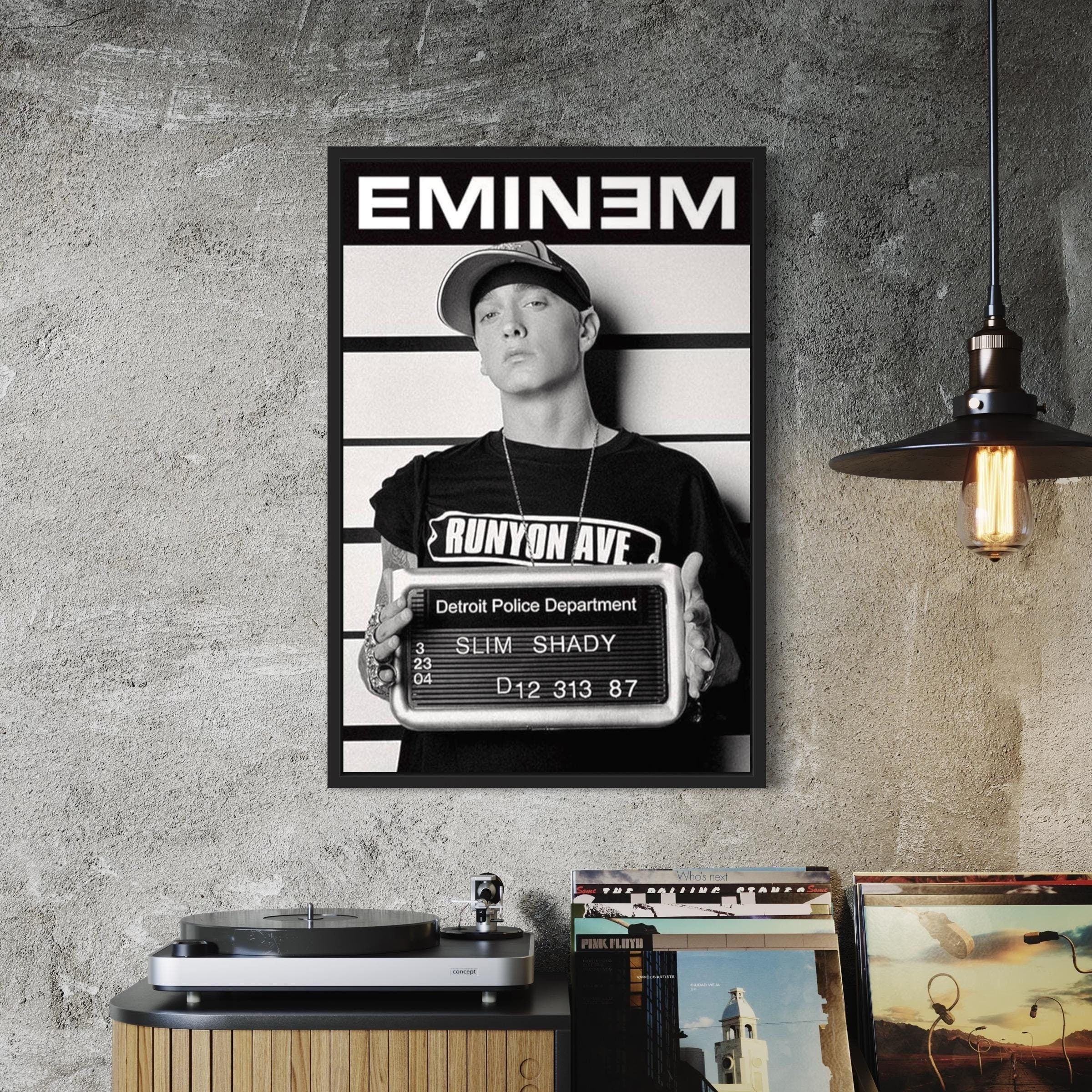 Eminem Mugshot | Slim Shady Detroit Police Black & White Canvas Art | Poster Print