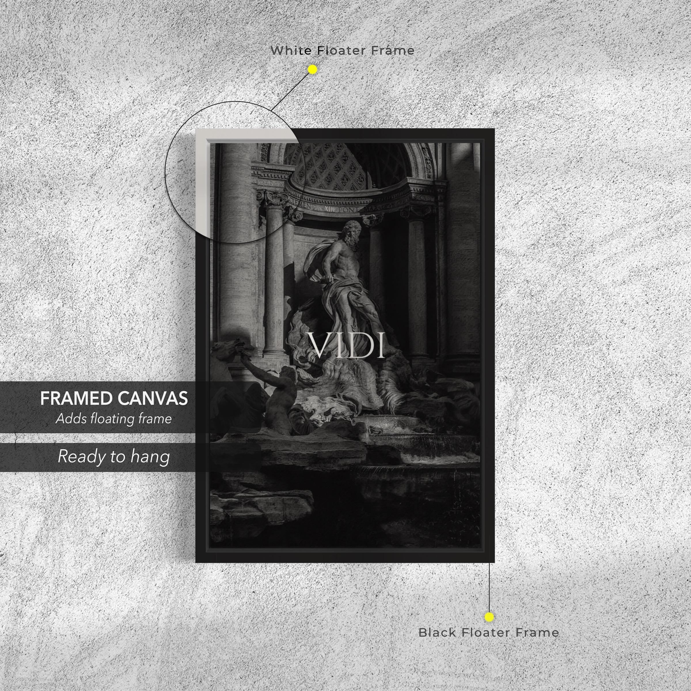 Veni Vidi Vici 3 Set | Ancient Rome Inspirational Black & White Canvas Art | Poster Print