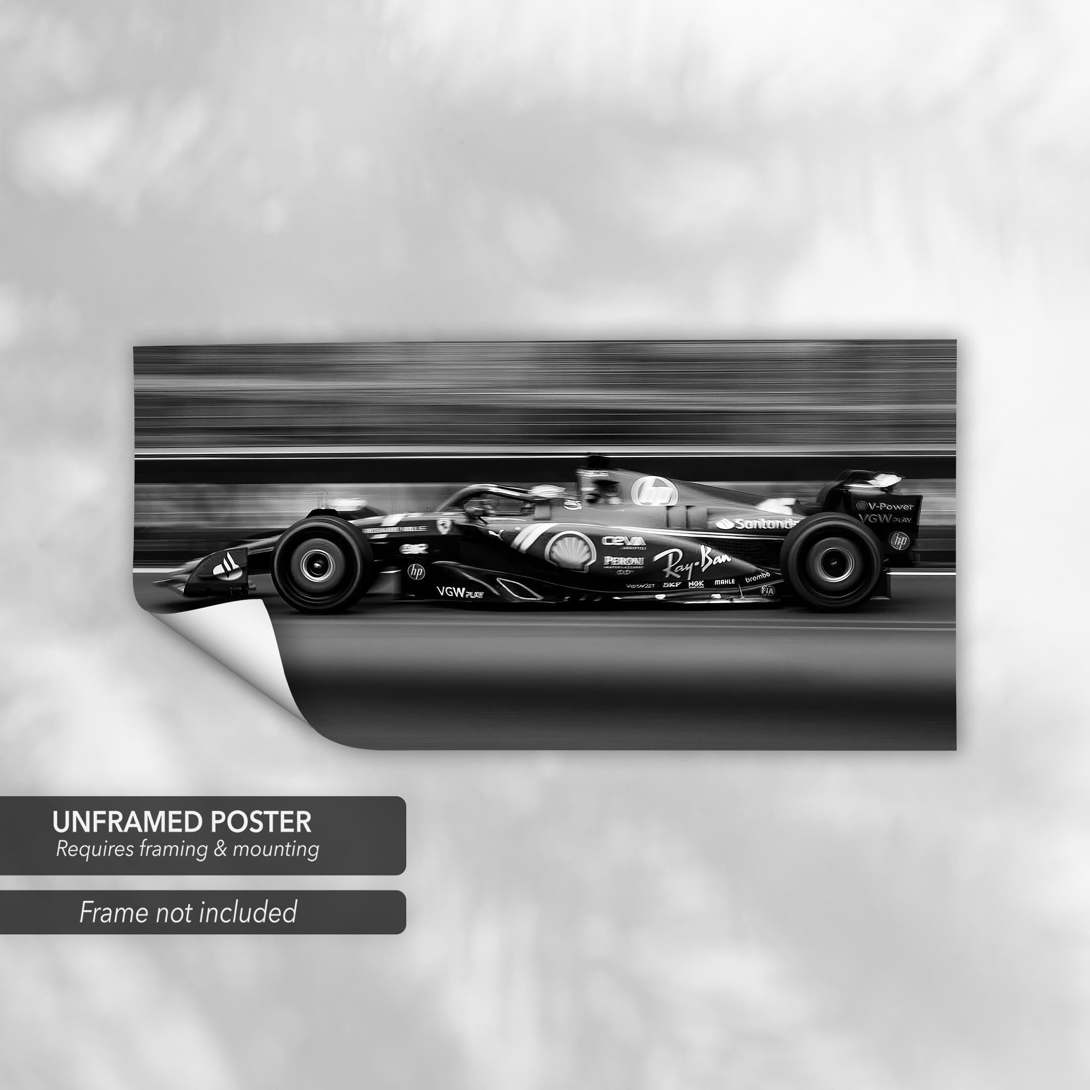 Formula 1 Racing Car Black & White Canvas Art | Poster Print