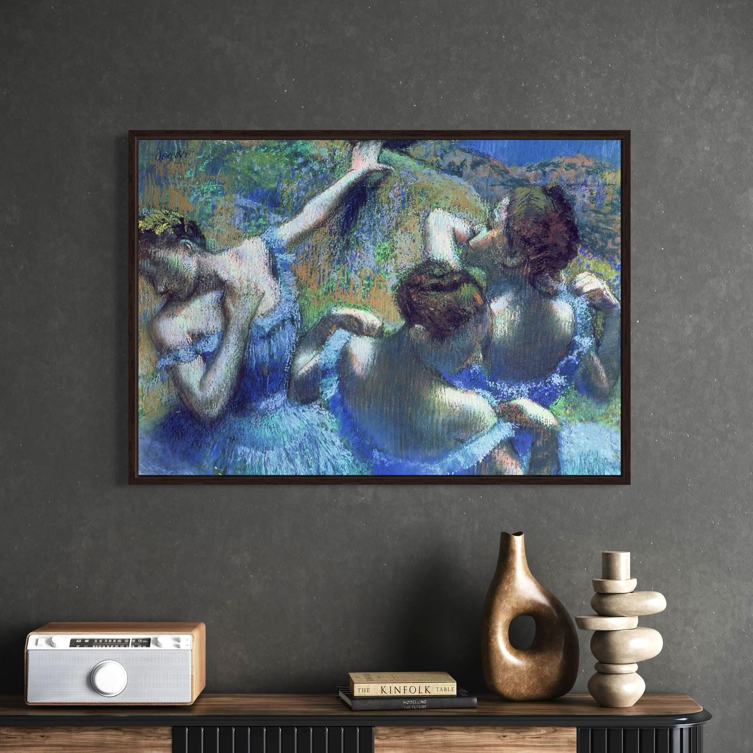 Blue Dancers by Edgar Degas | Impressionist Pastel Ballet Canvas Art | Poster Print