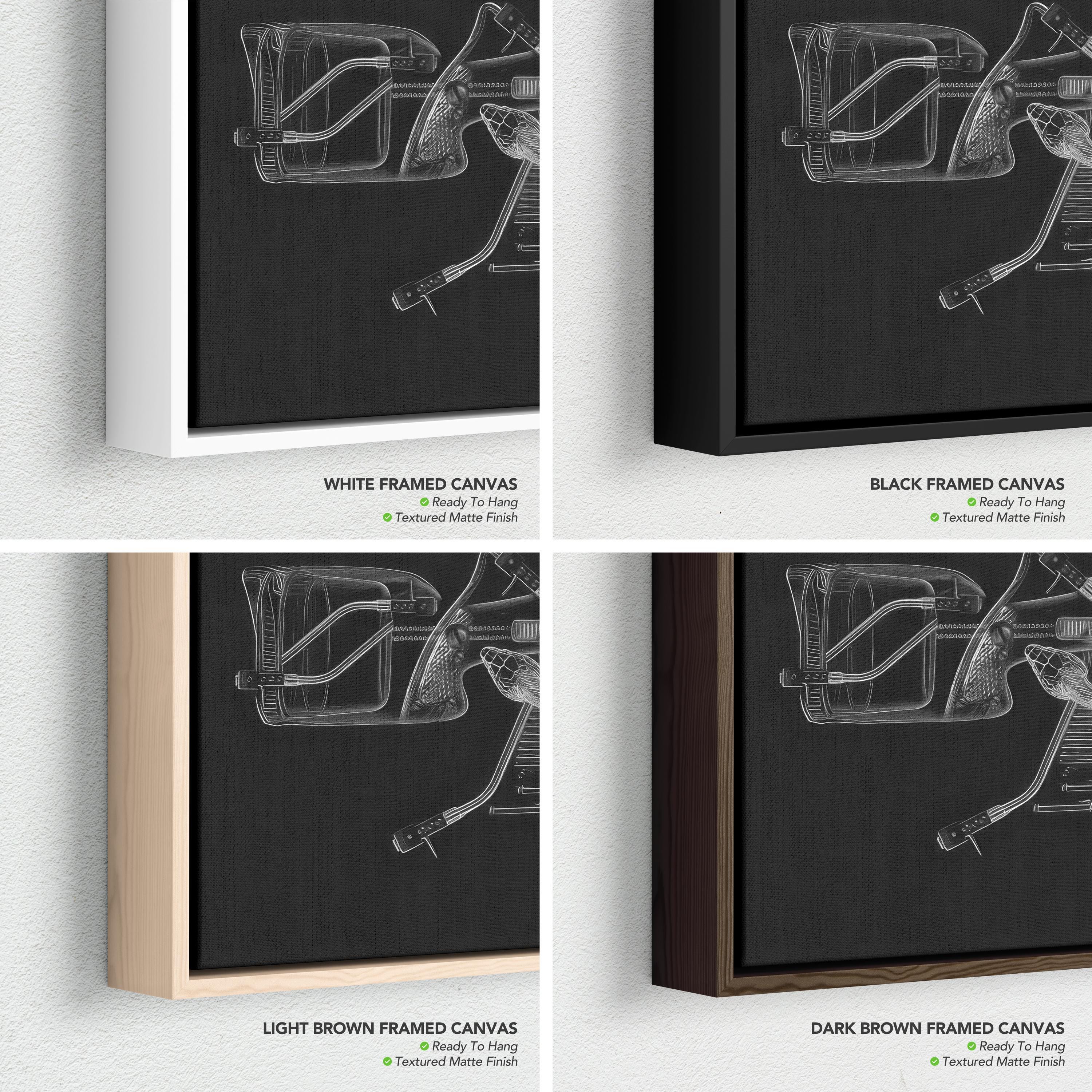 Mechanical Gun Blueprint Futuristic Weapon Schematic | Canvas Art | Poster Print