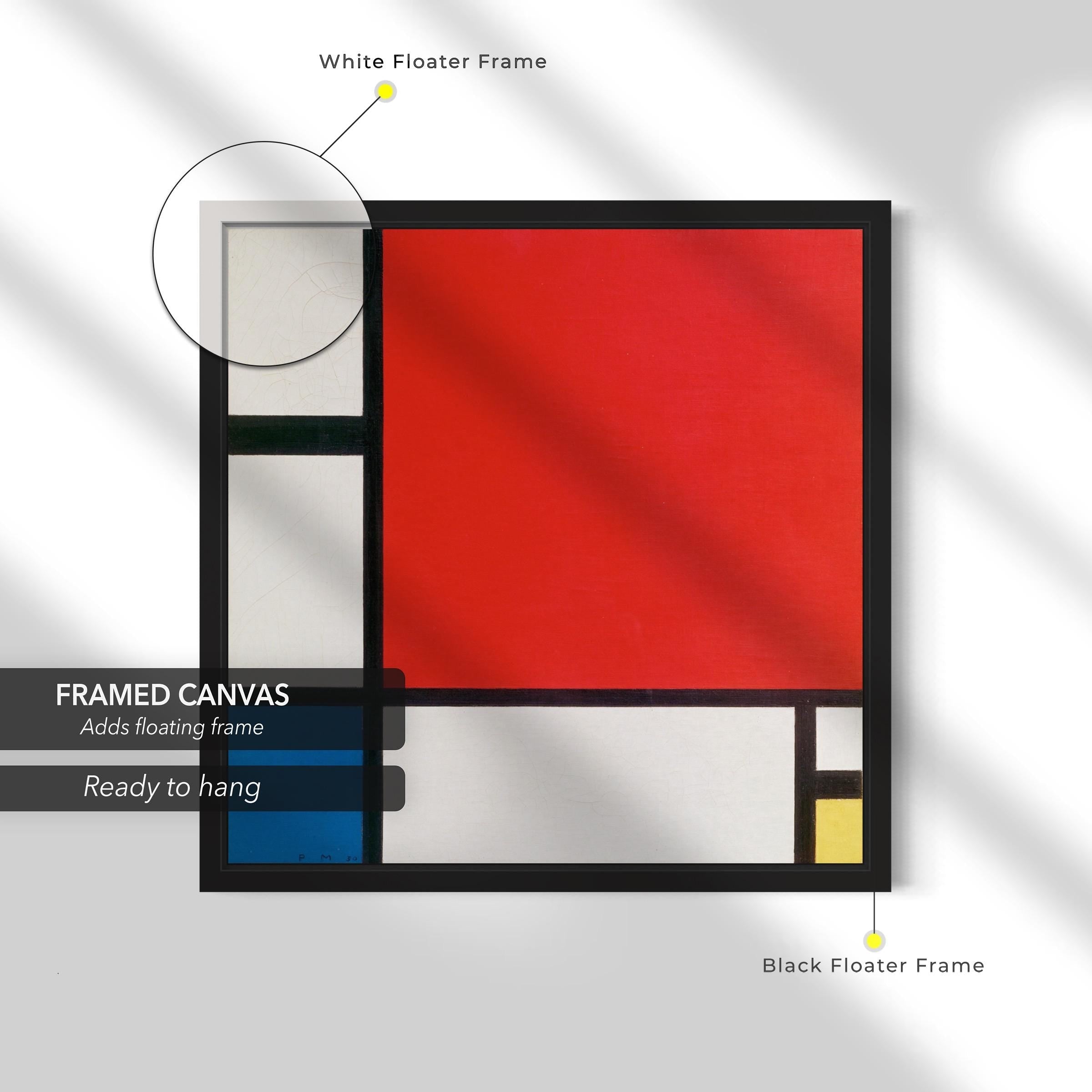 Piet Mondrian Red & Blue | Abstract Geometric Canvas Art | Poster Print