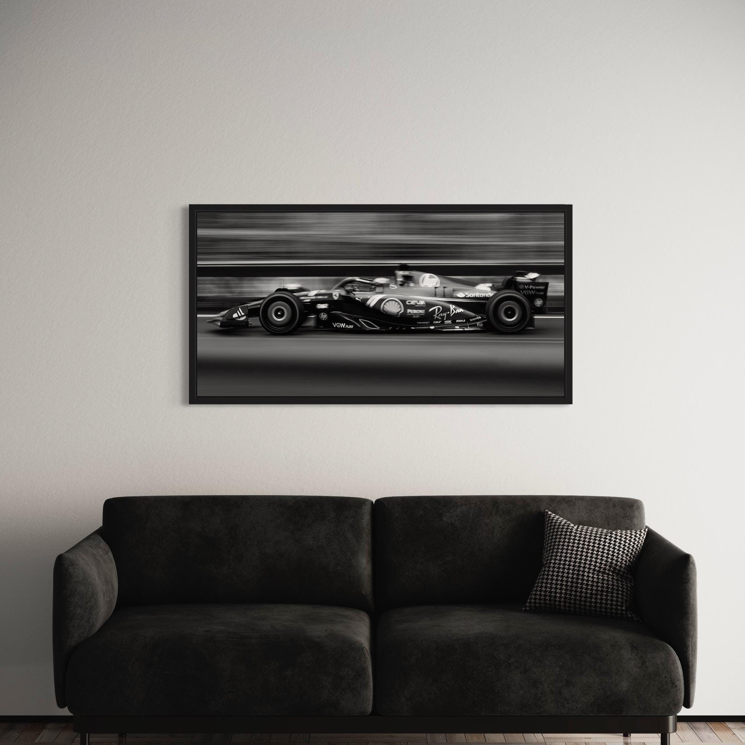 Formula 1 Racing Car Black & White Canvas Art | Poster Print
