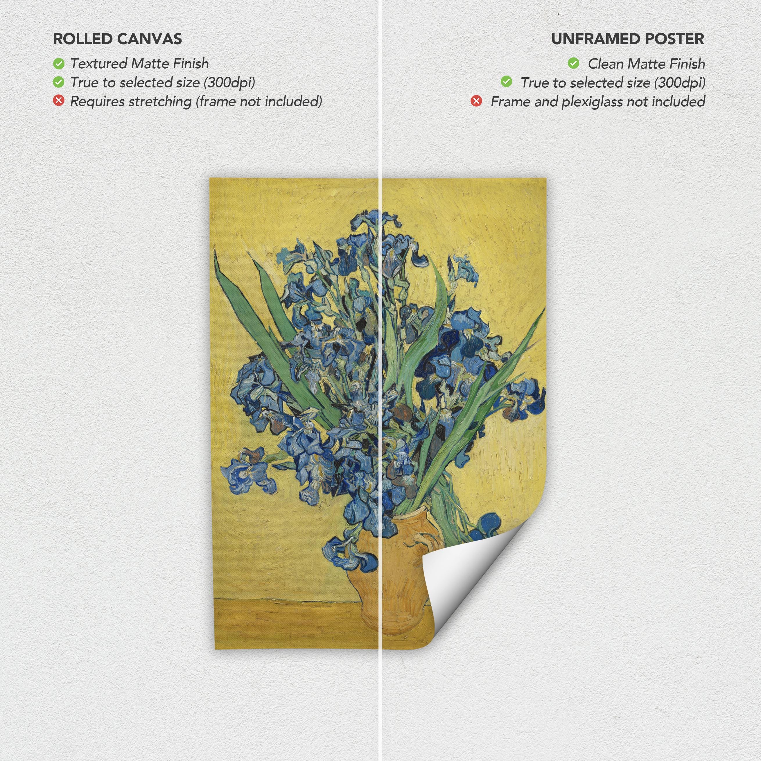 Van Gogh Irises Yellow & Blue Botanical Canvas Art | Poster Print