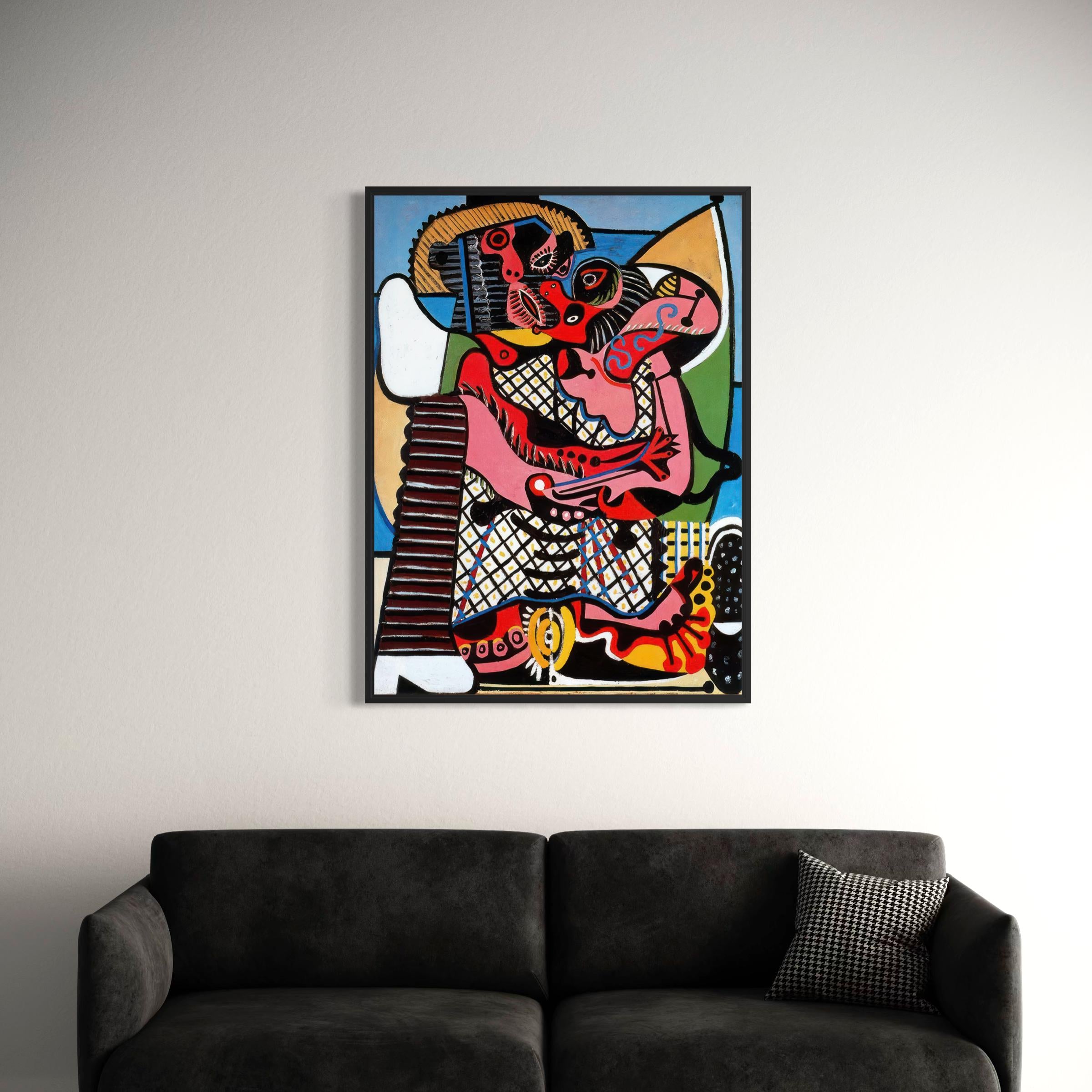 The Kiss Picasso | Abstract Love Canvas Wall Art | Cubism Colorful Poster Print