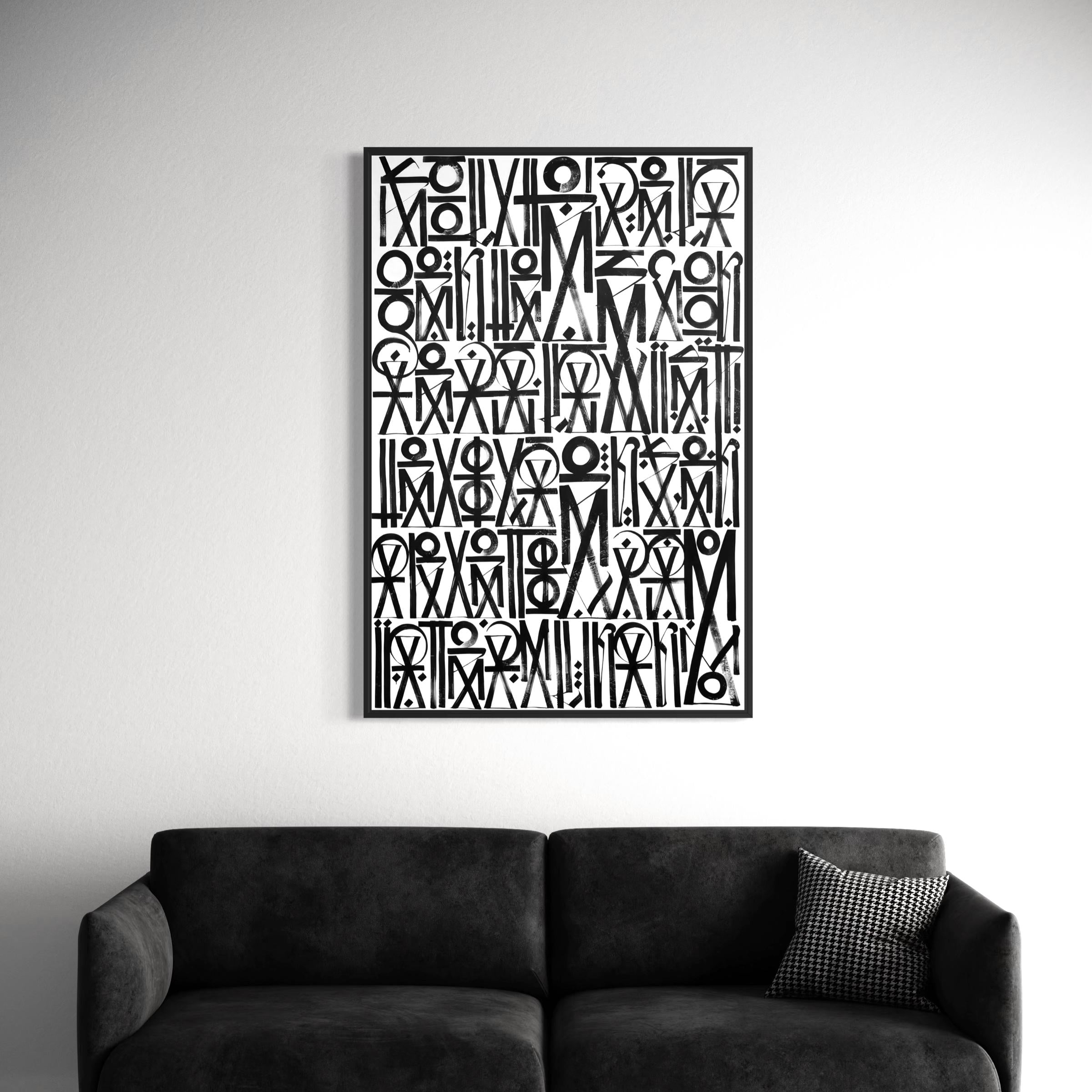 Abstract Black & White Calligraphy Poster Print | Minimalist Scandinavian Canvas Wall Art
