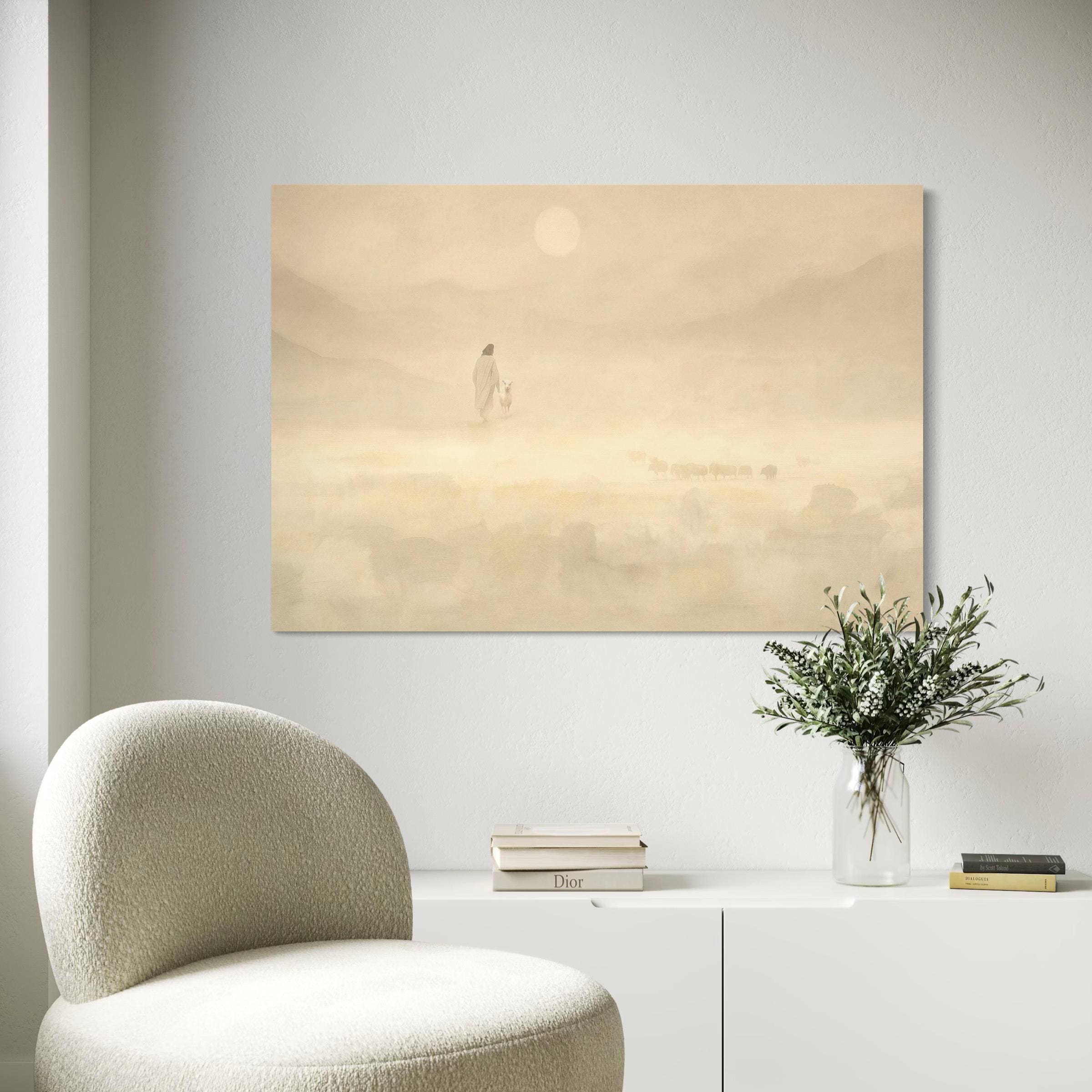 The Lost Sheep Wall Art Canvas | Poster Print | Minimalist Christian Jesus Parable Art