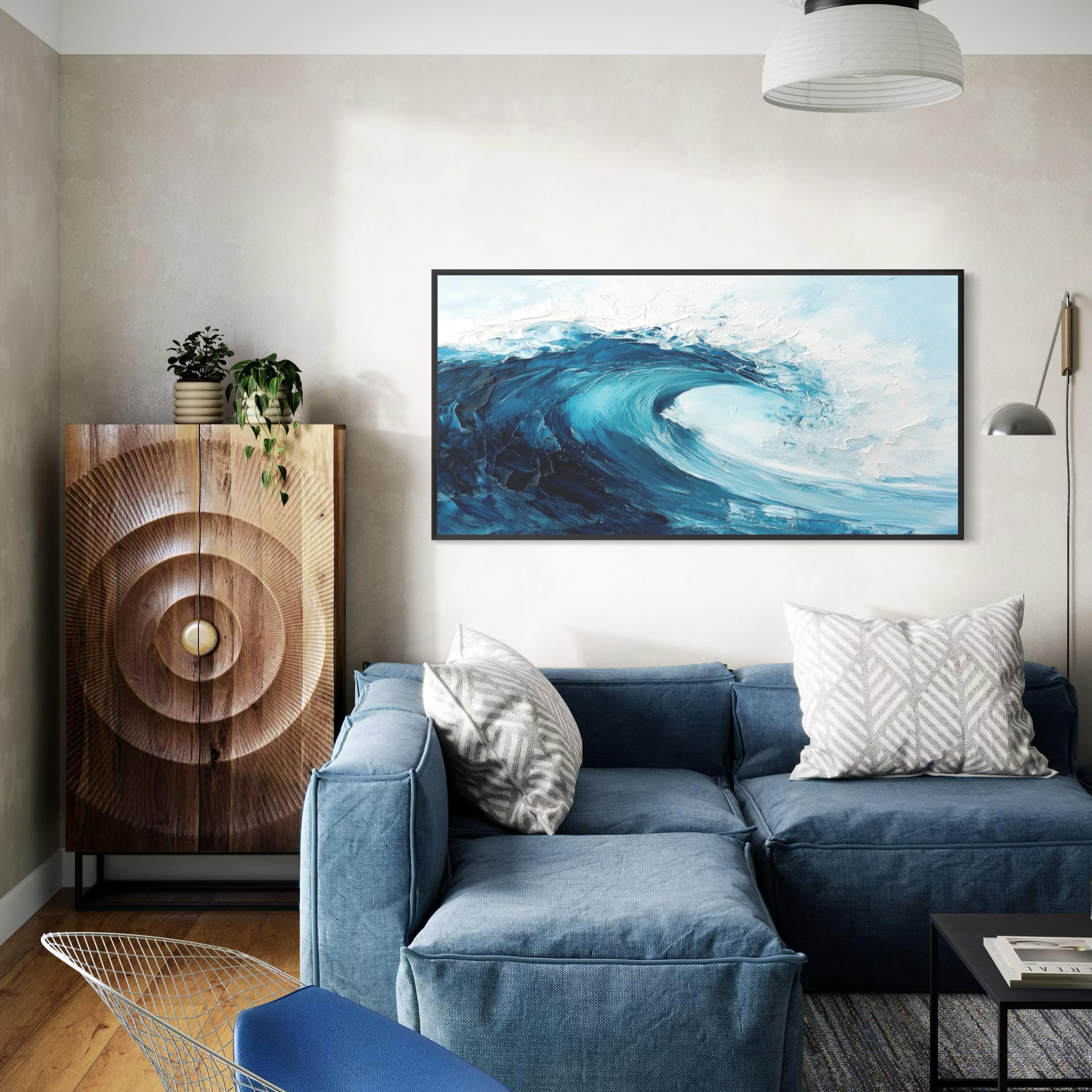 Wave Minimalist Ocean Artwork Canvas Wall Art Print | Neutral Coastal Decor