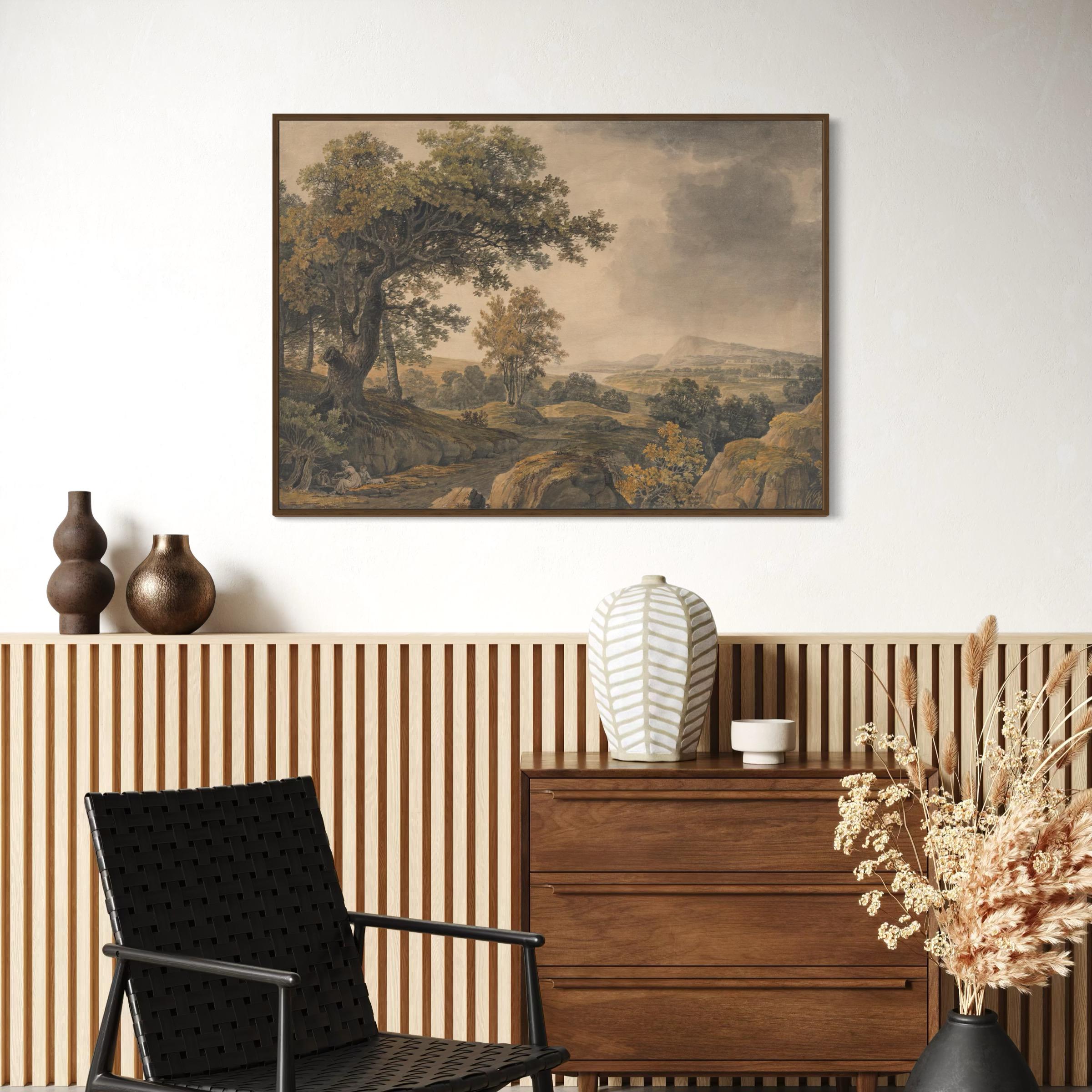 Pastoral Countryside Landscape Poster Print | Canvas Wall Art | Extensive Wooded Forest Trees