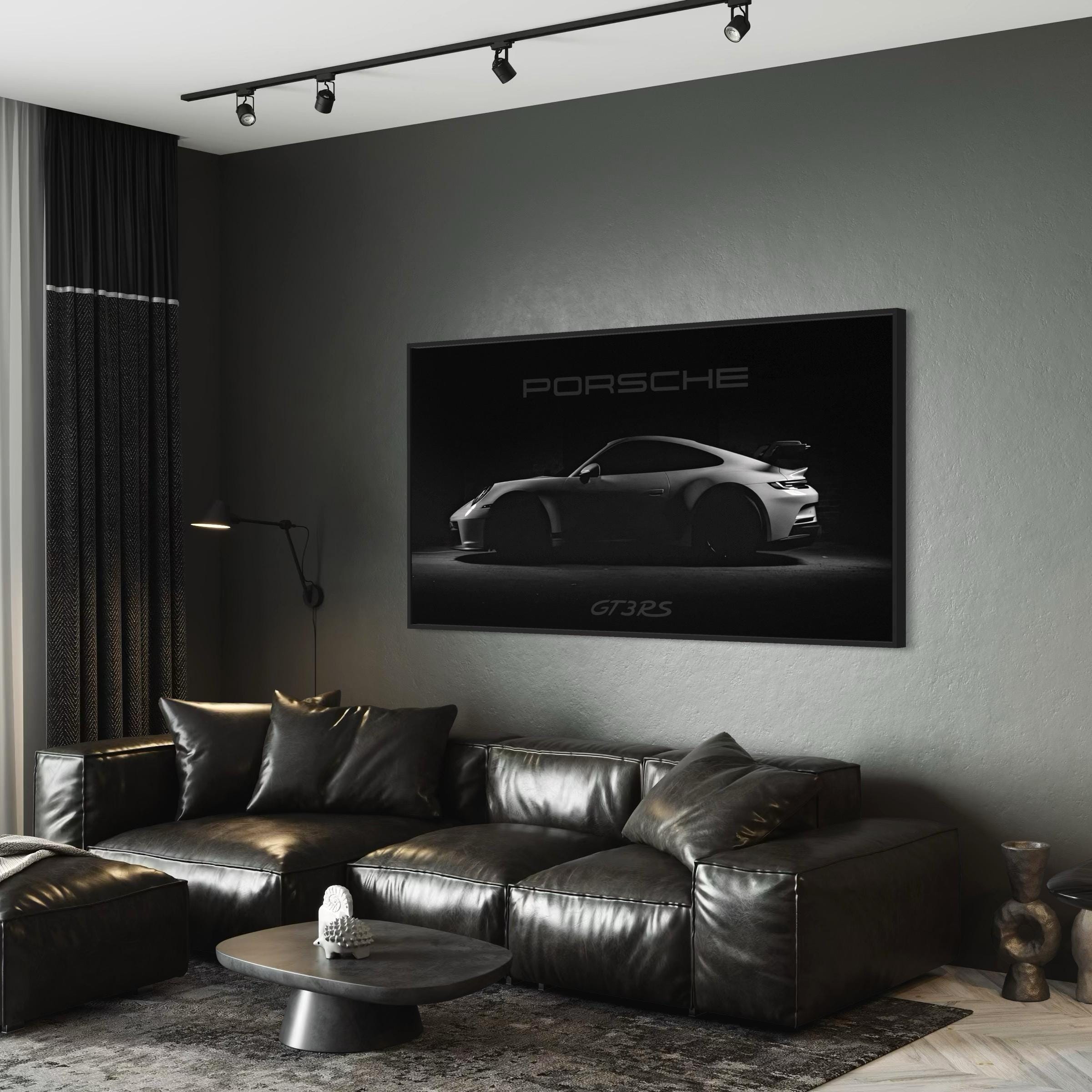 Porsche 911 Motivational GT3 RS Sports Car | Black & White Canvas Art | Poster Print