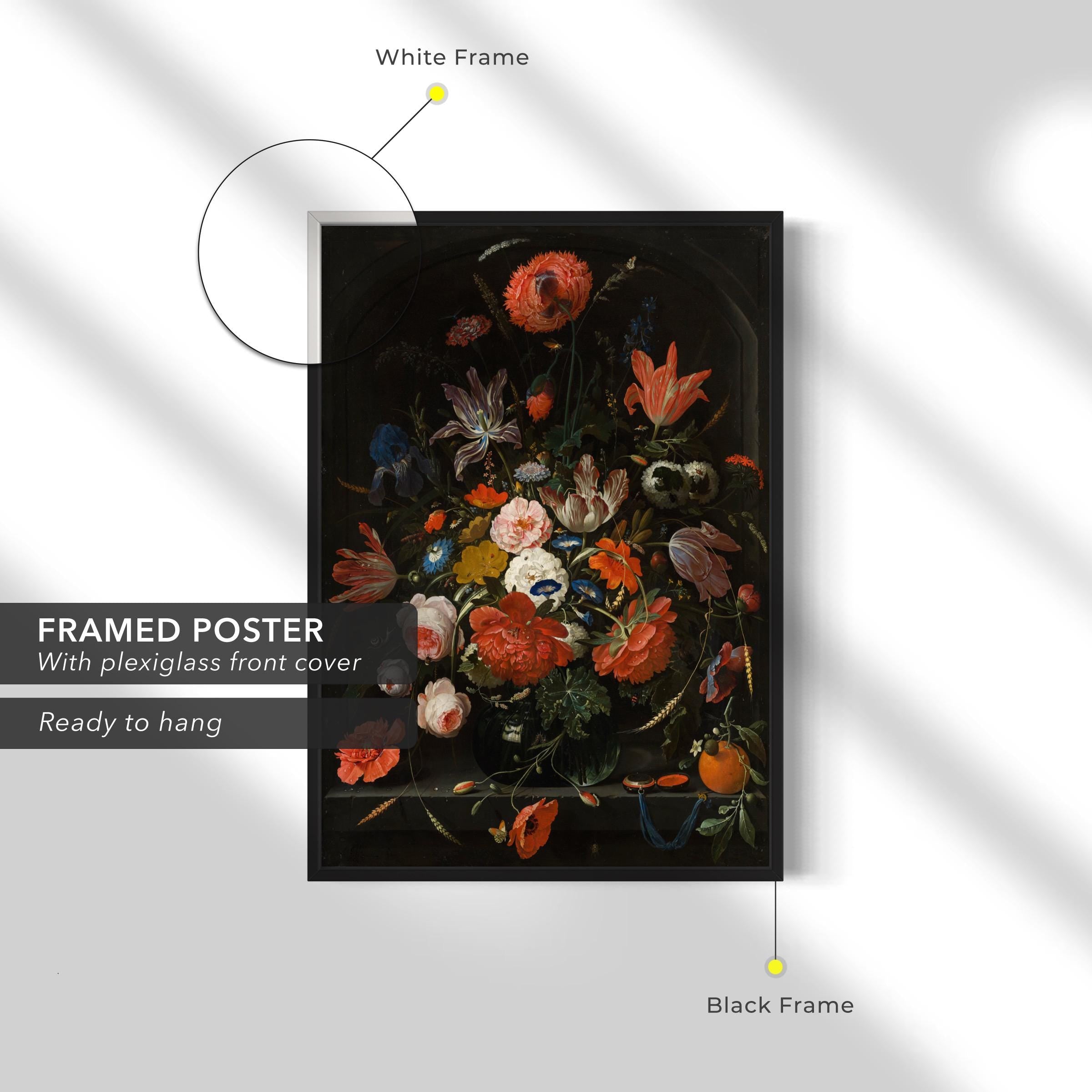 Flowers in a Glass Vase by Abraham Mignon Canvas Art | Poster Print