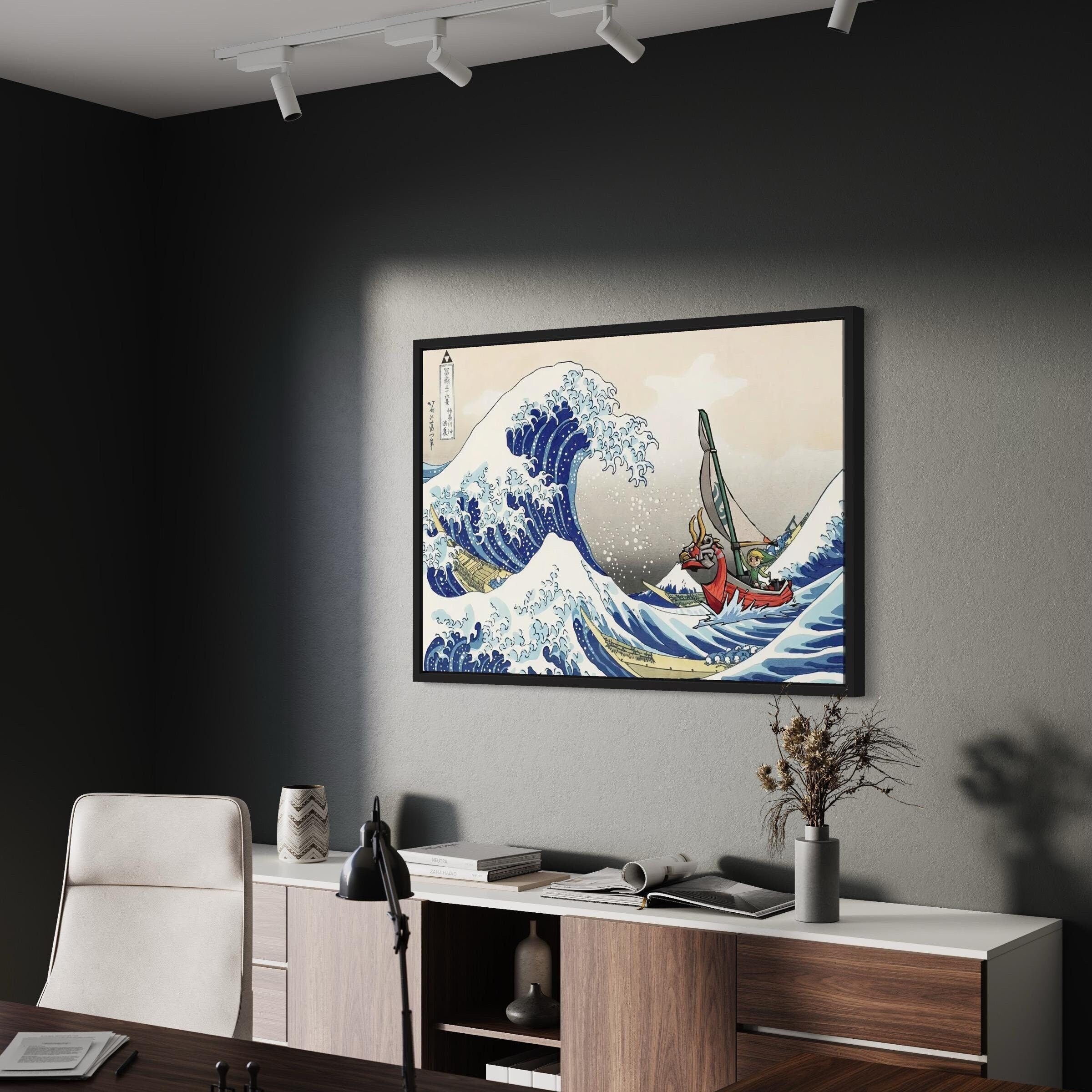 The Legend of Zelda Windwaker Great Wave Off Kanagawa Canvas Art | Poster Print