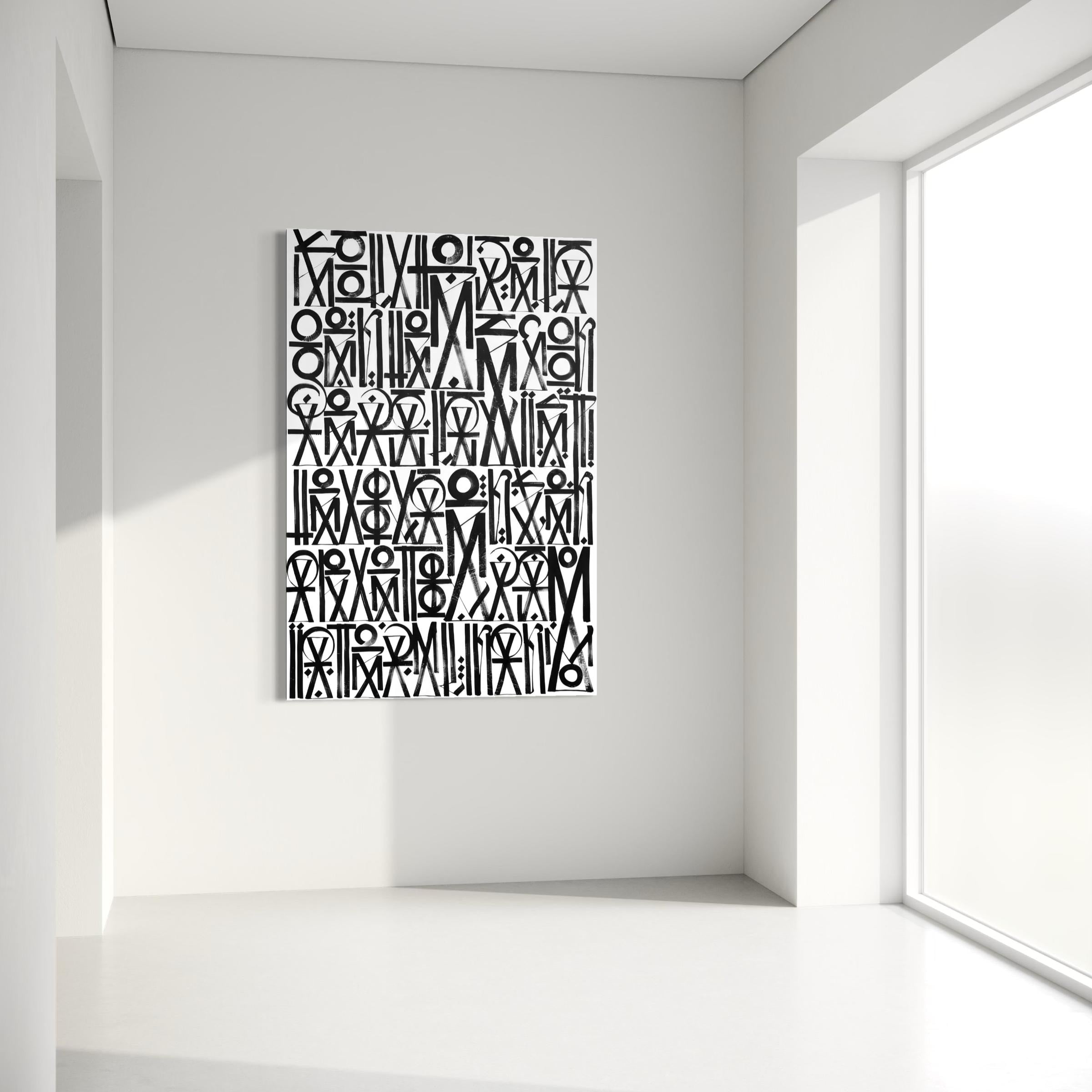 Abstract Black & White Calligraphy Poster Print | Minimalist Scandinavian Canvas Wall Art