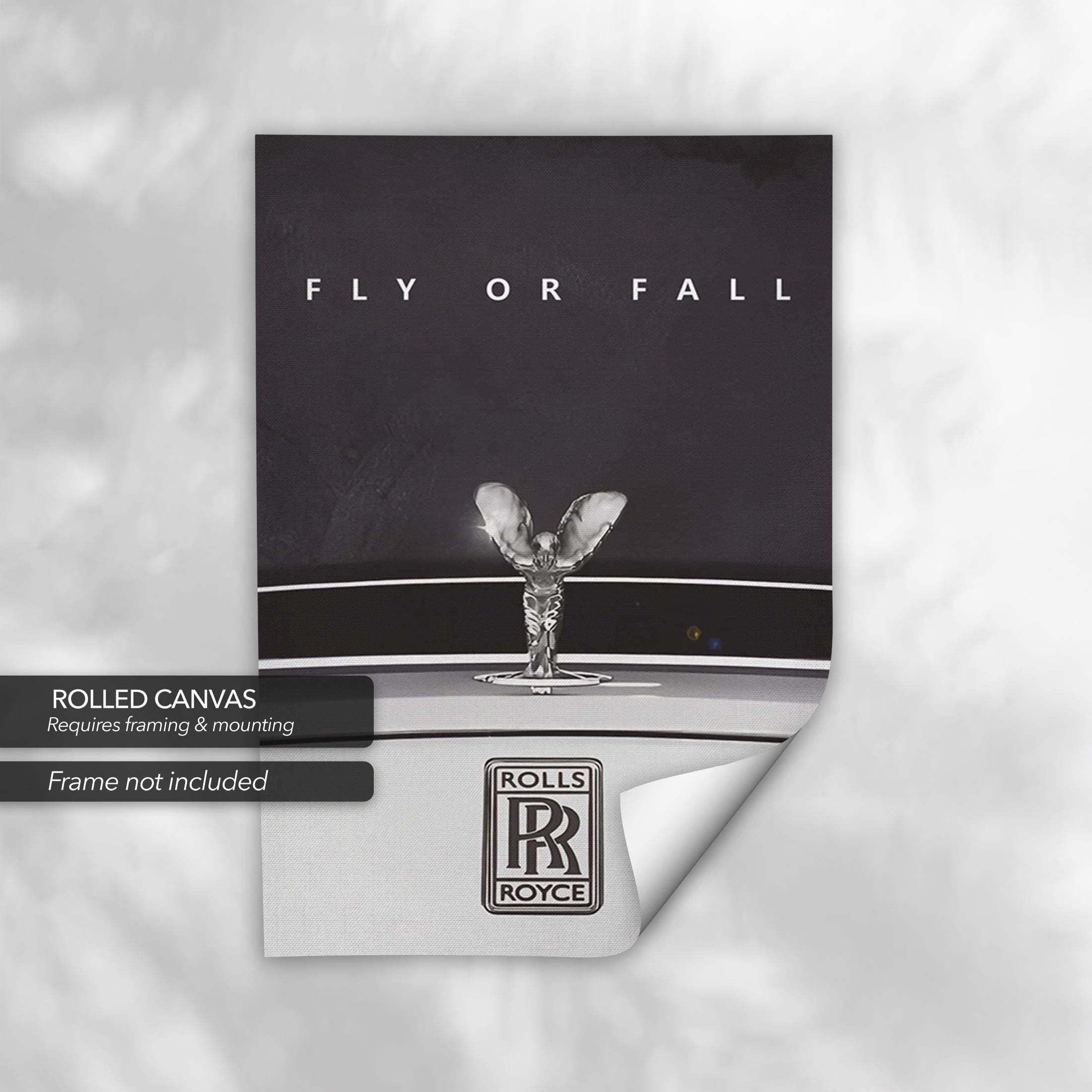 Rolls Royce "Fly or Fall" | Luxury Car Art | Black & White Automotive Canvas Art | Poster Print