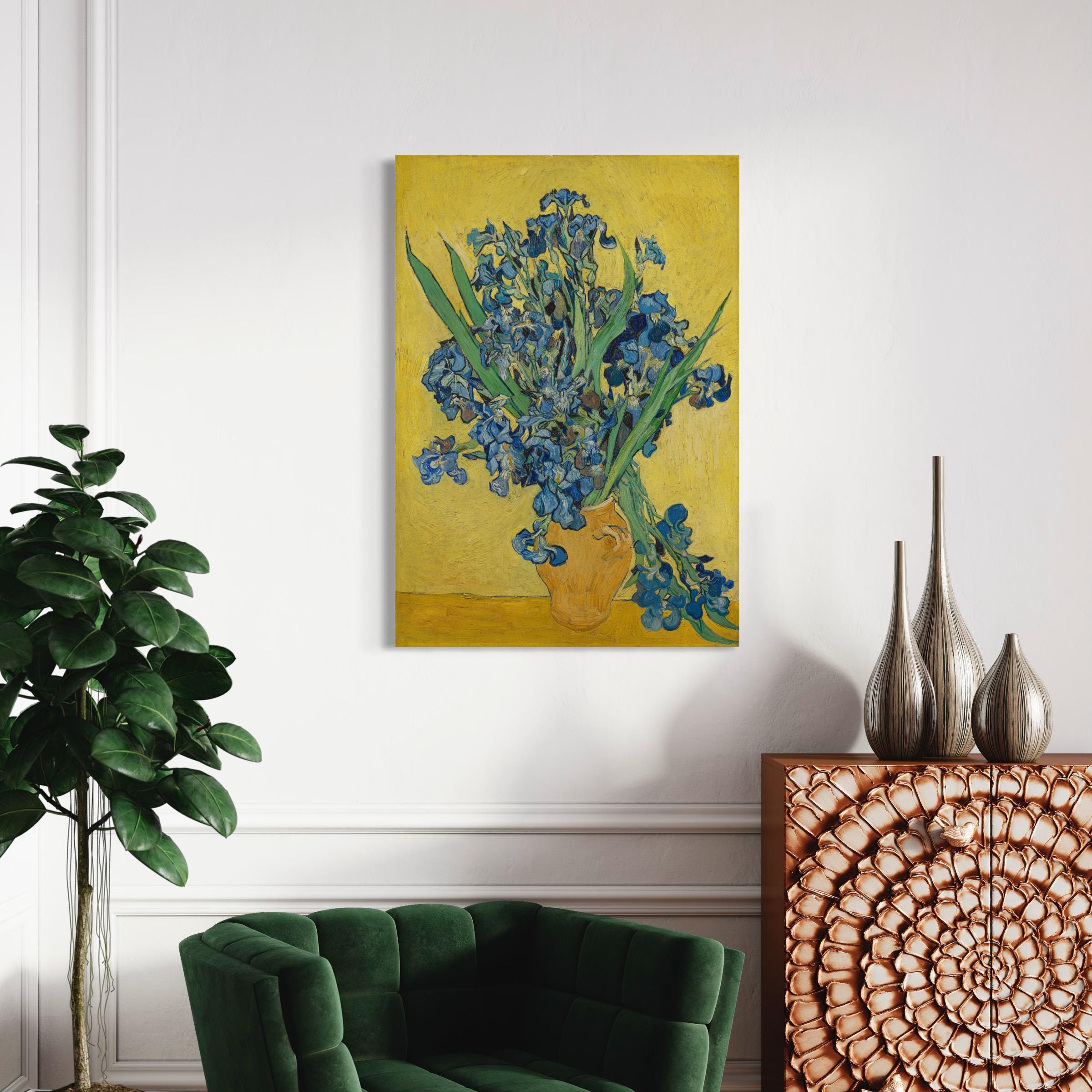 Van Gogh Irises Yellow & Blue Botanical Canvas Art | Poster Print