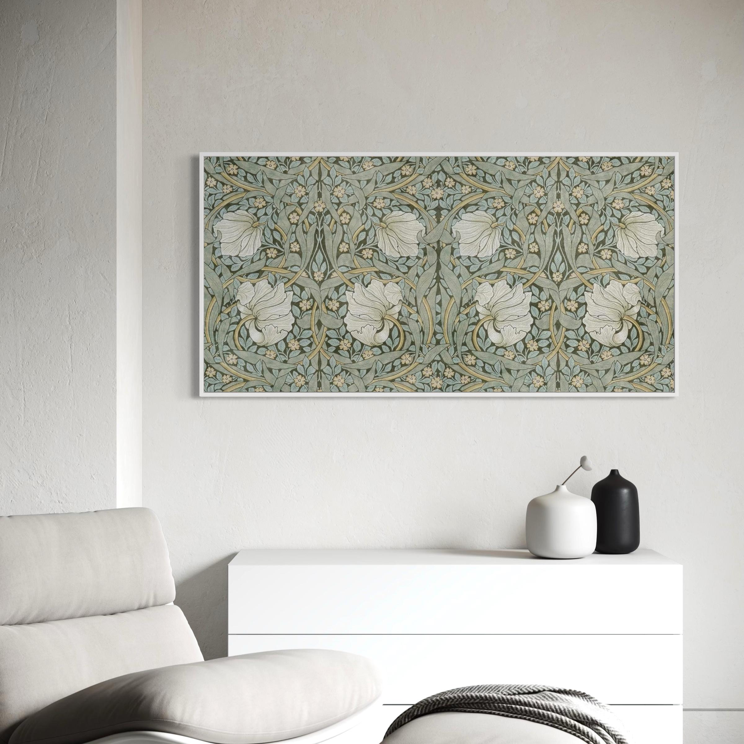 Framed Canvas | Poster Print Wall Art | Mid Century Modern | Sage Green Boho Art Nouveau