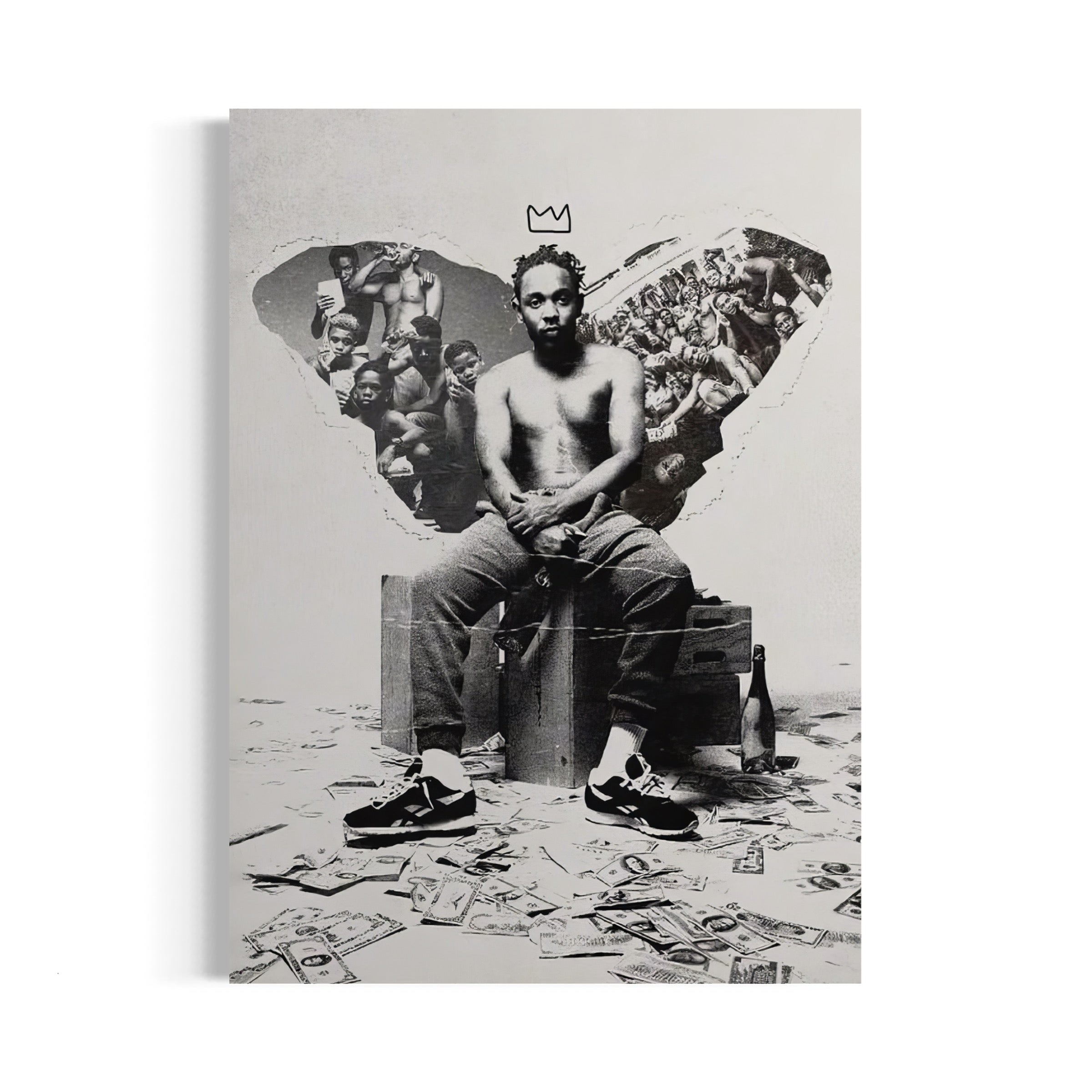 a man sitting on top of a pile of money