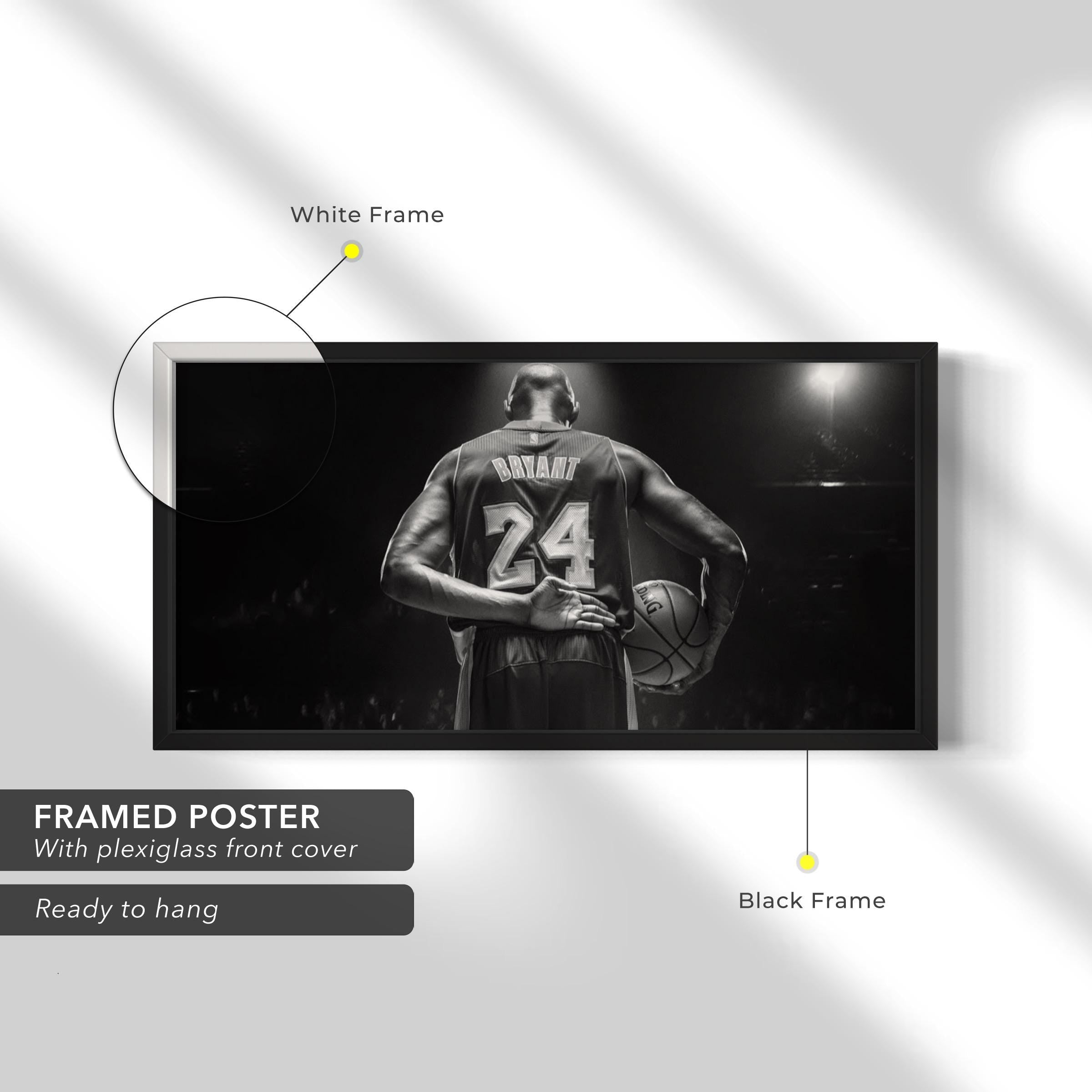 Kobe Bryant Black & White Iconic Basketball Legend Canvas Art | Poster Print