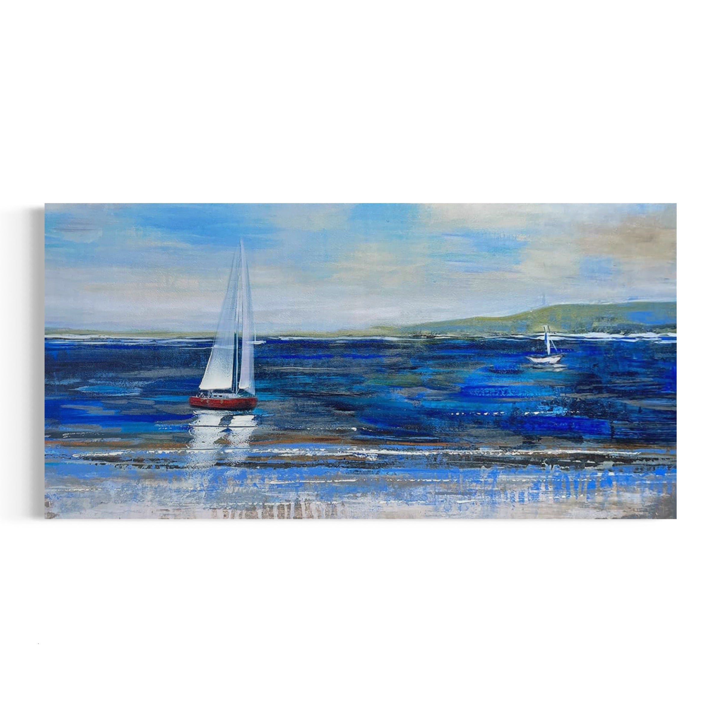 a painting of a sailboat in the ocean