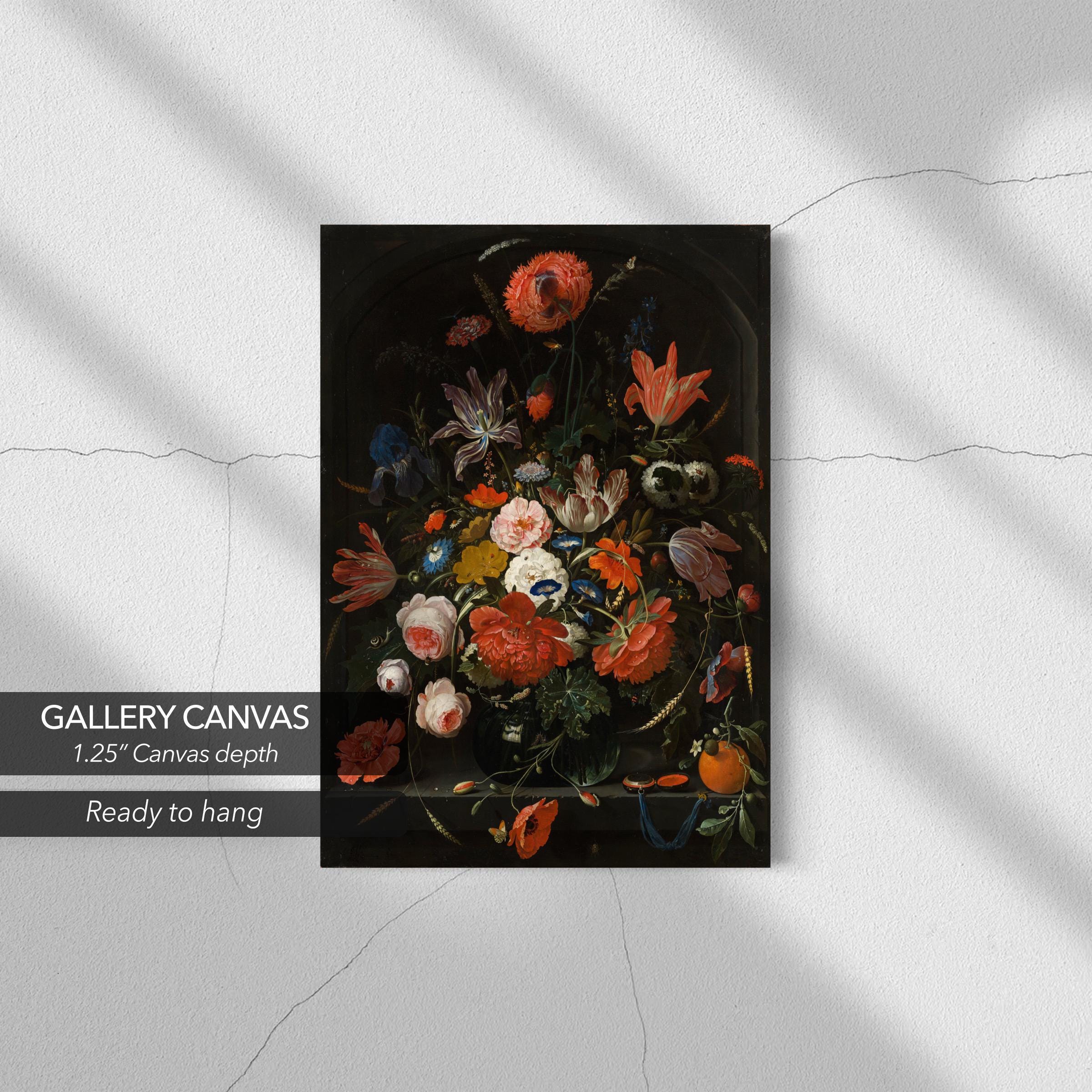 Flowers in a Glass Vase by Abraham Mignon Canvas Art | Poster Print