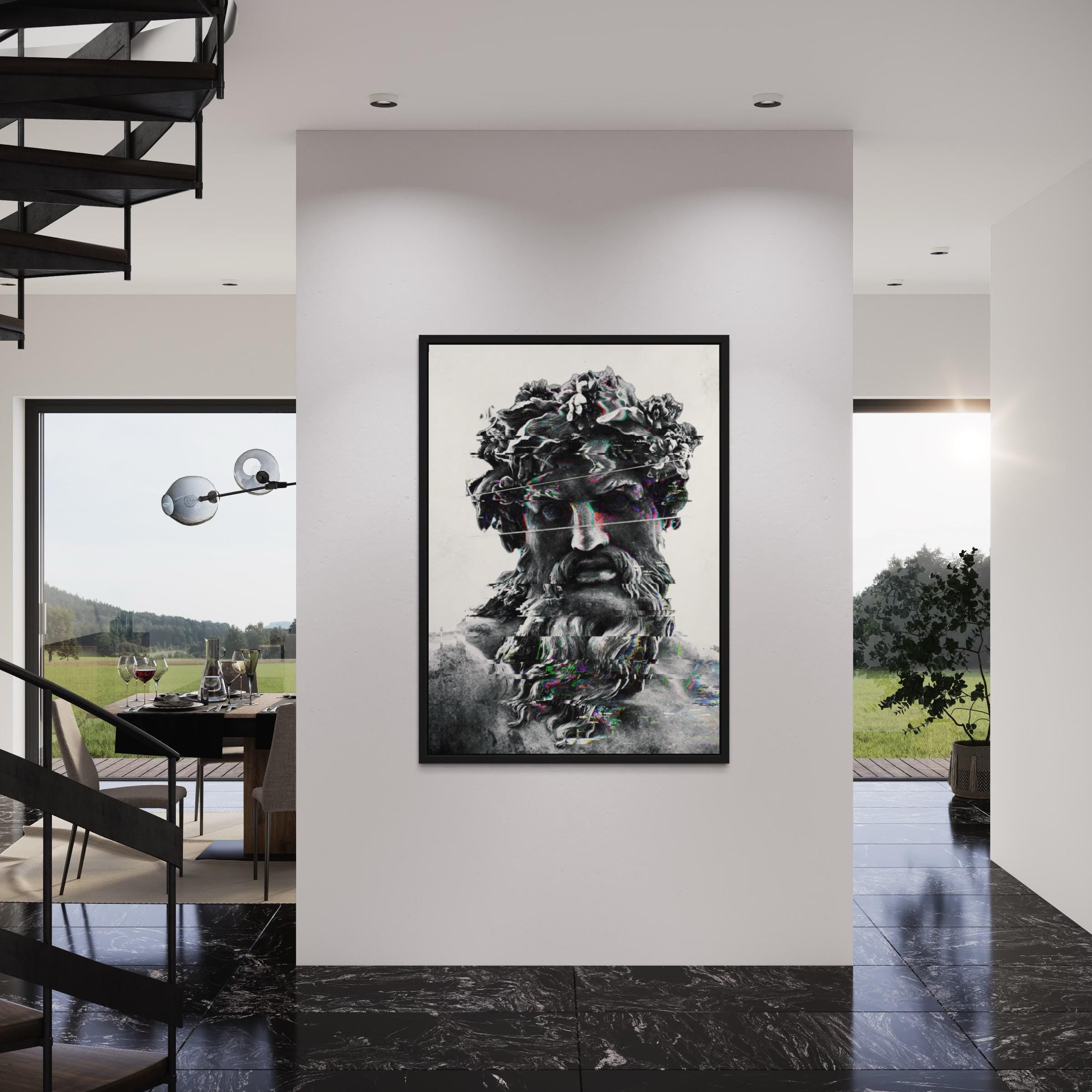 Modern Zeus Sculpture Portrait | Elegant Home Decor | Mythology Canvas Art | Poster Print