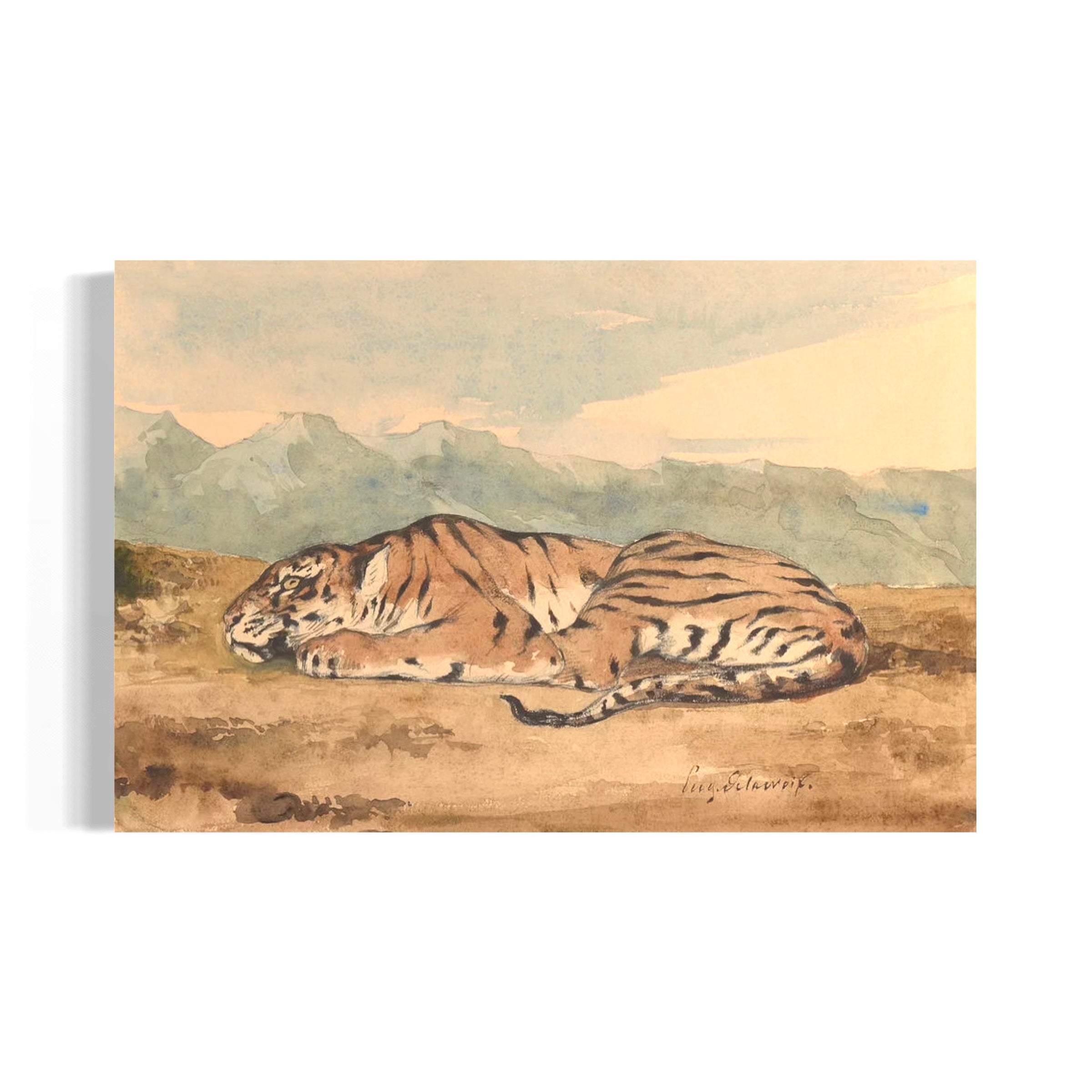Royal Tiger by Eugene Delacroix | Vintage Animal Wildlife Canvas Art | Poster Print