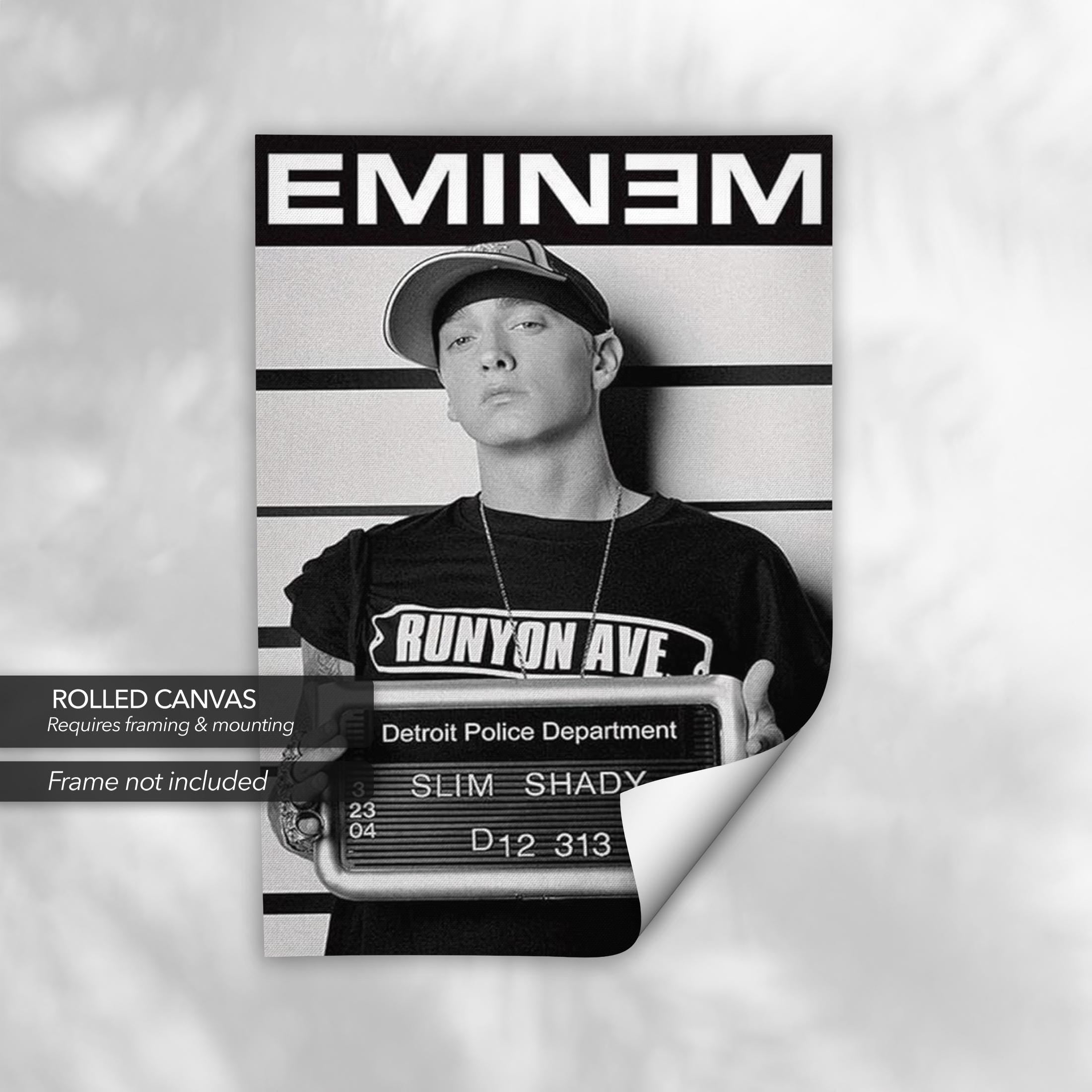 Eminem Mugshot | Slim Shady Detroit Police Black & White Canvas Art | Poster Print
