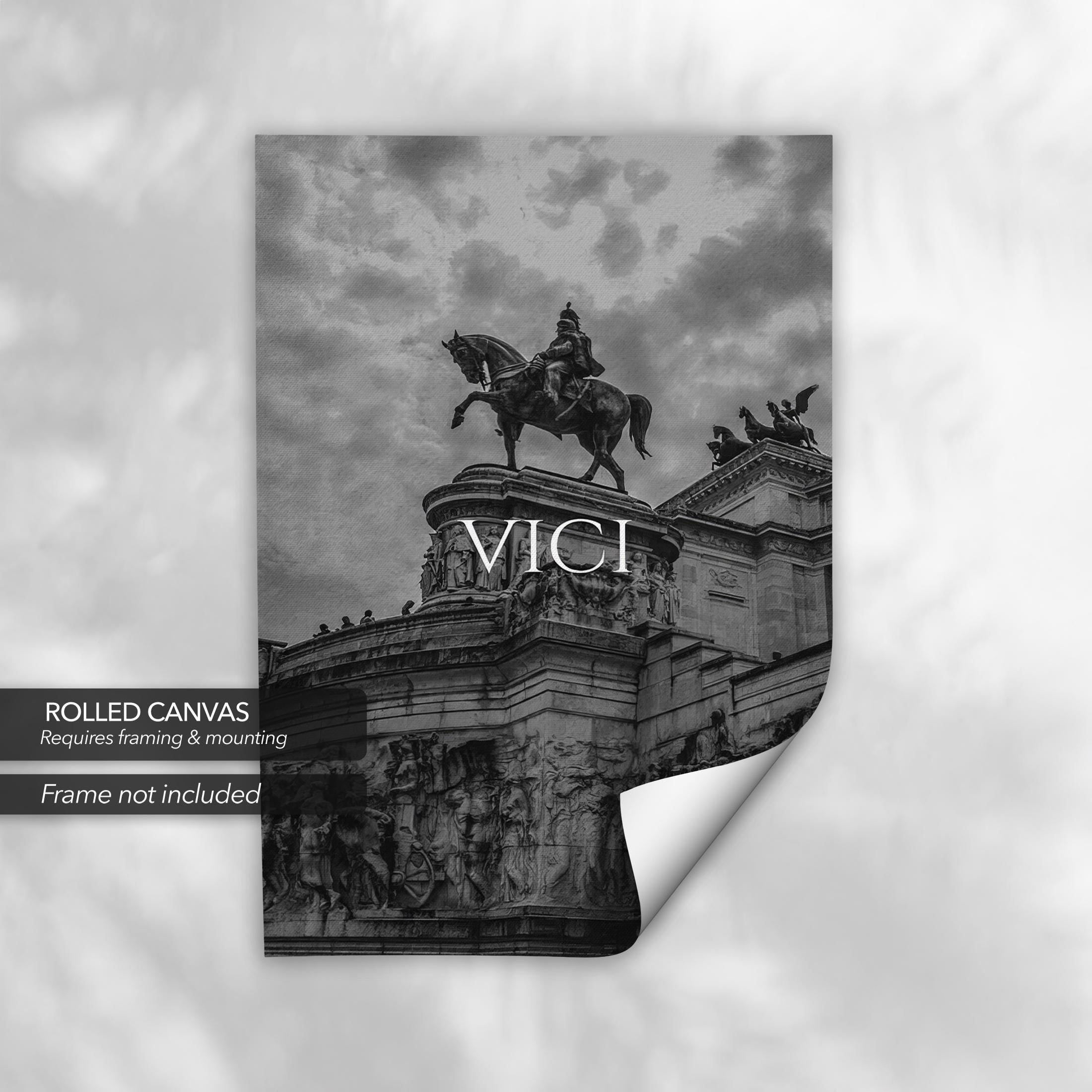 Veni Vidi Vici 3 Set | Ancient Rome Inspirational Black & White Canvas Art | Poster Print