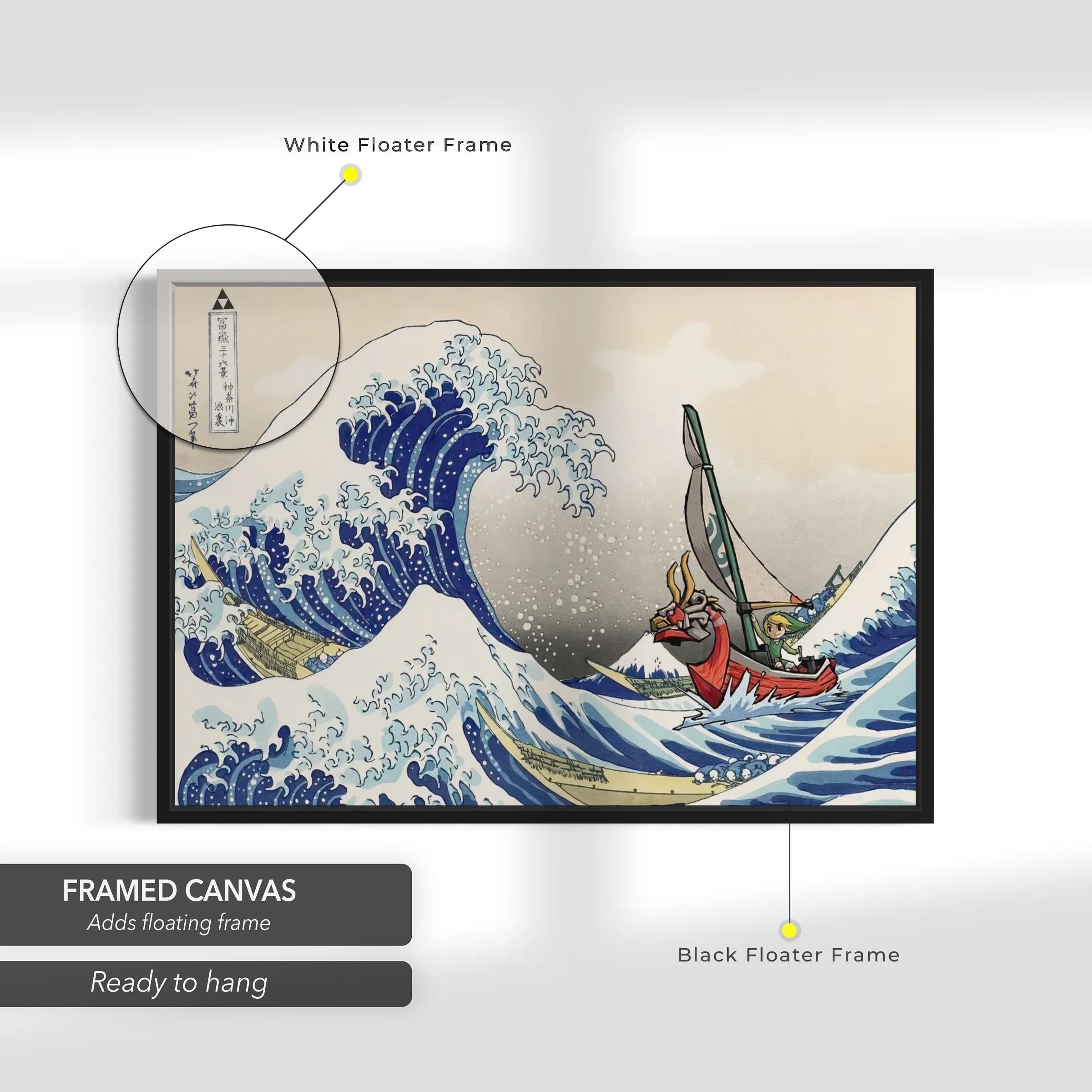 The Legend of Zelda Windwaker Great Wave Off Kanagawa Canvas Art | Poster Print
