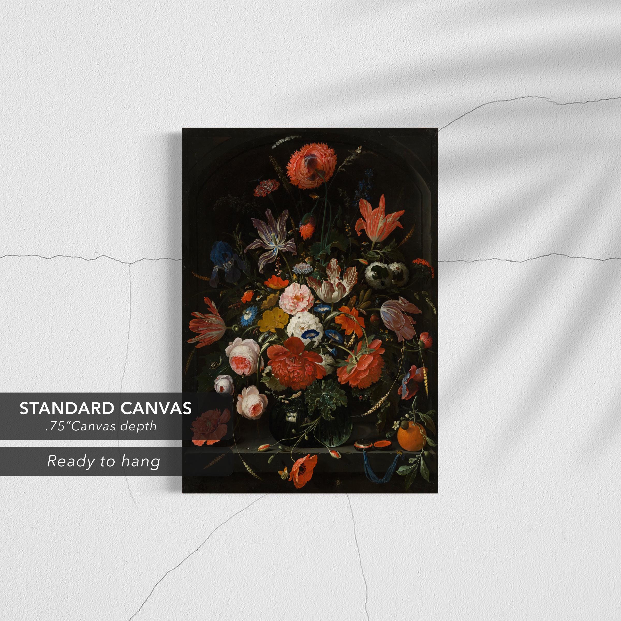 Flowers in a Glass Vase by Abraham Mignon Canvas Art | Poster Print