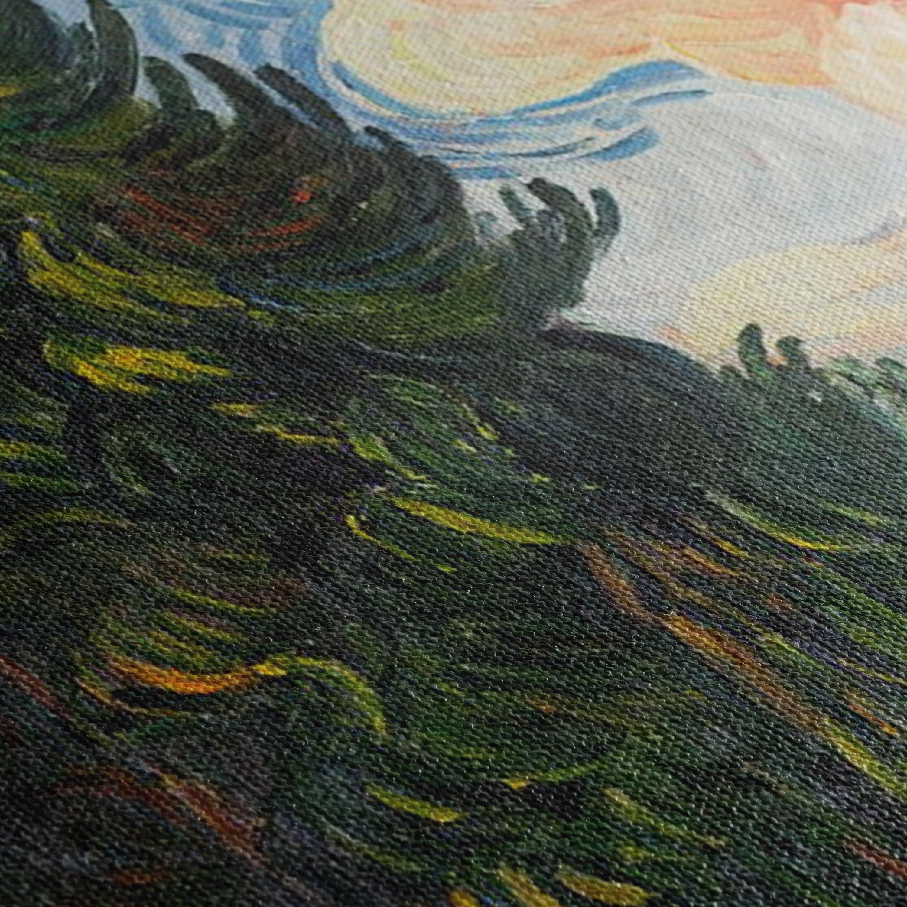 Vincent van Gogh Two Cypresses | Swirling Sky Landscape Canvas Art | Poster Print