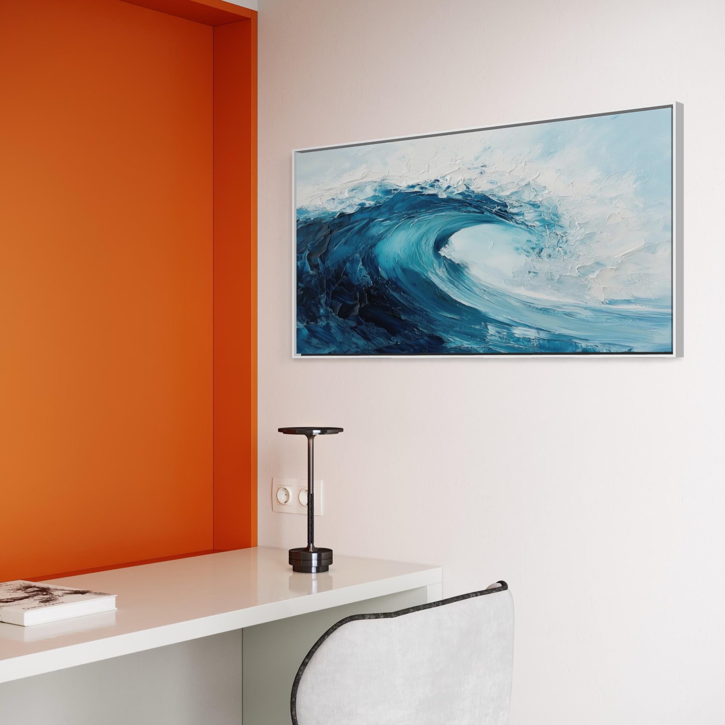 Wave Minimalist Ocean Artwork Canvas Wall Art Print | Neutral Coastal Decor