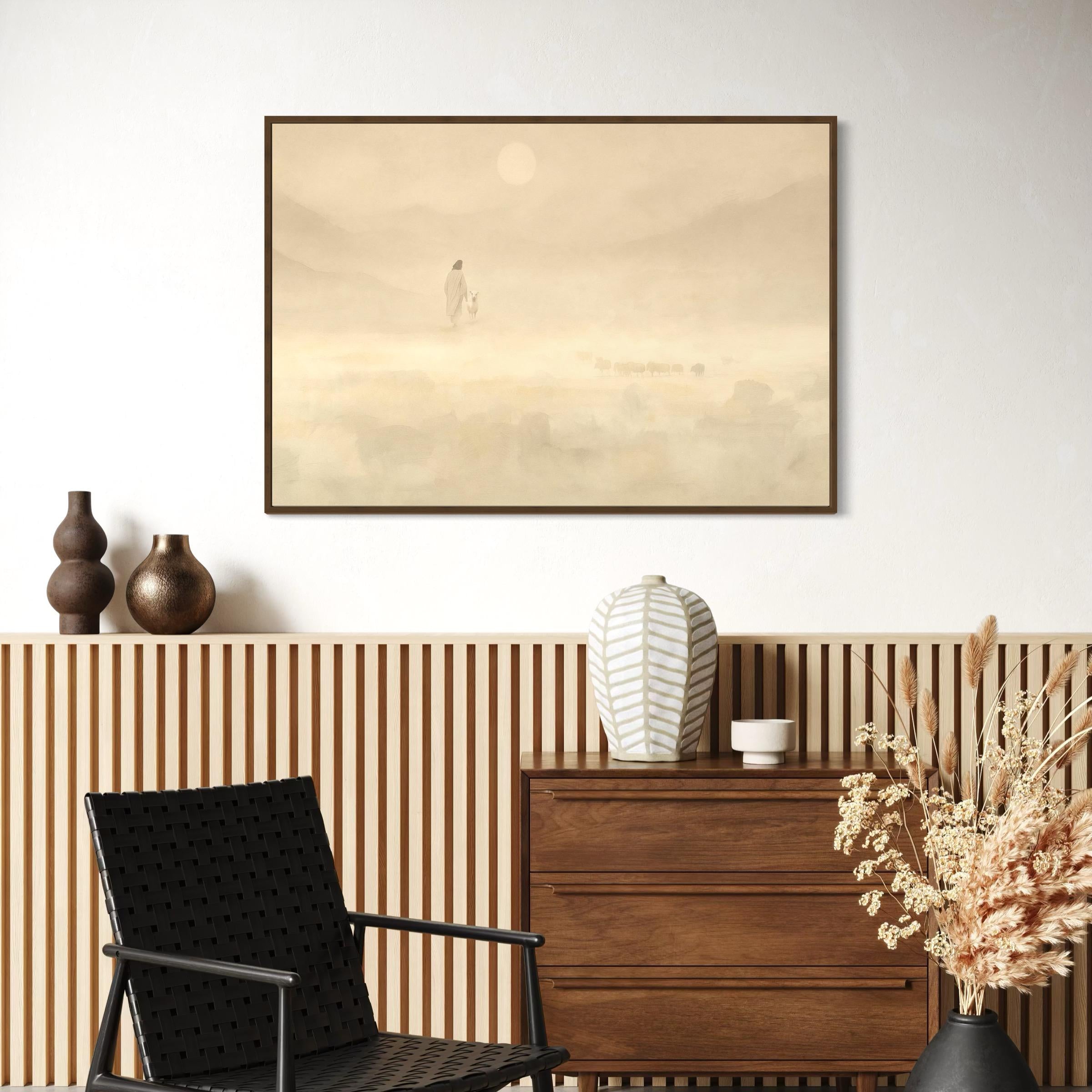 The Lost Sheep Wall Art Canvas | Poster Print | Minimalist Christian Jesus Parable Art