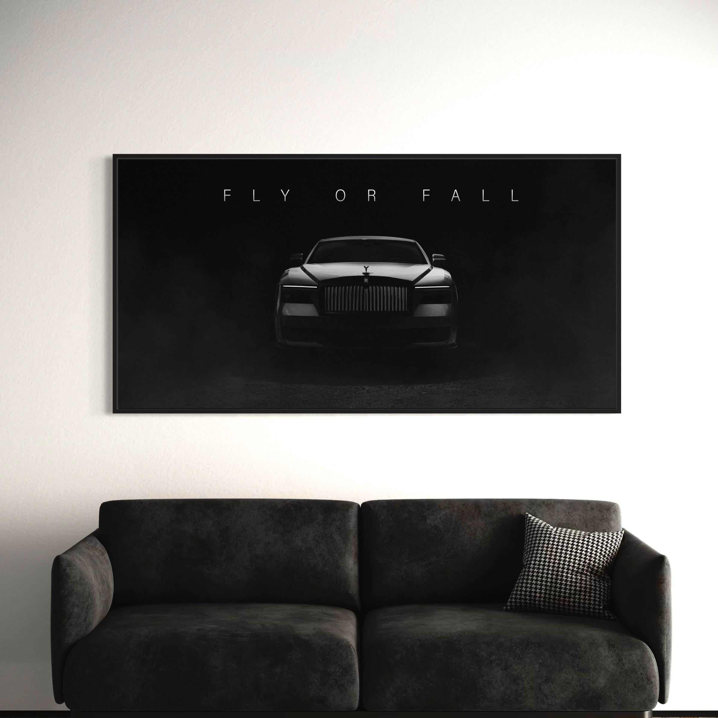 Fly or Fall Motivational Rolls Royce Quote | Spectre Luxury Man Cave Canvas Art | Poster Print